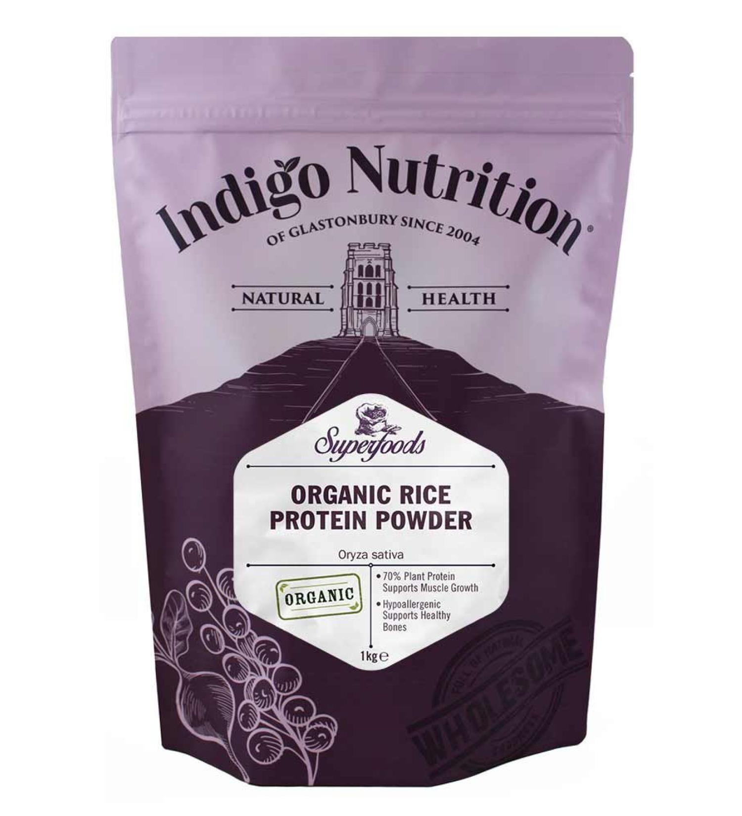 Indigo Herbs Organic Rice Protein Powder 1kg - Pack of 1 | Plant Based Protein Supplement - Buy Online on GoSupps.com