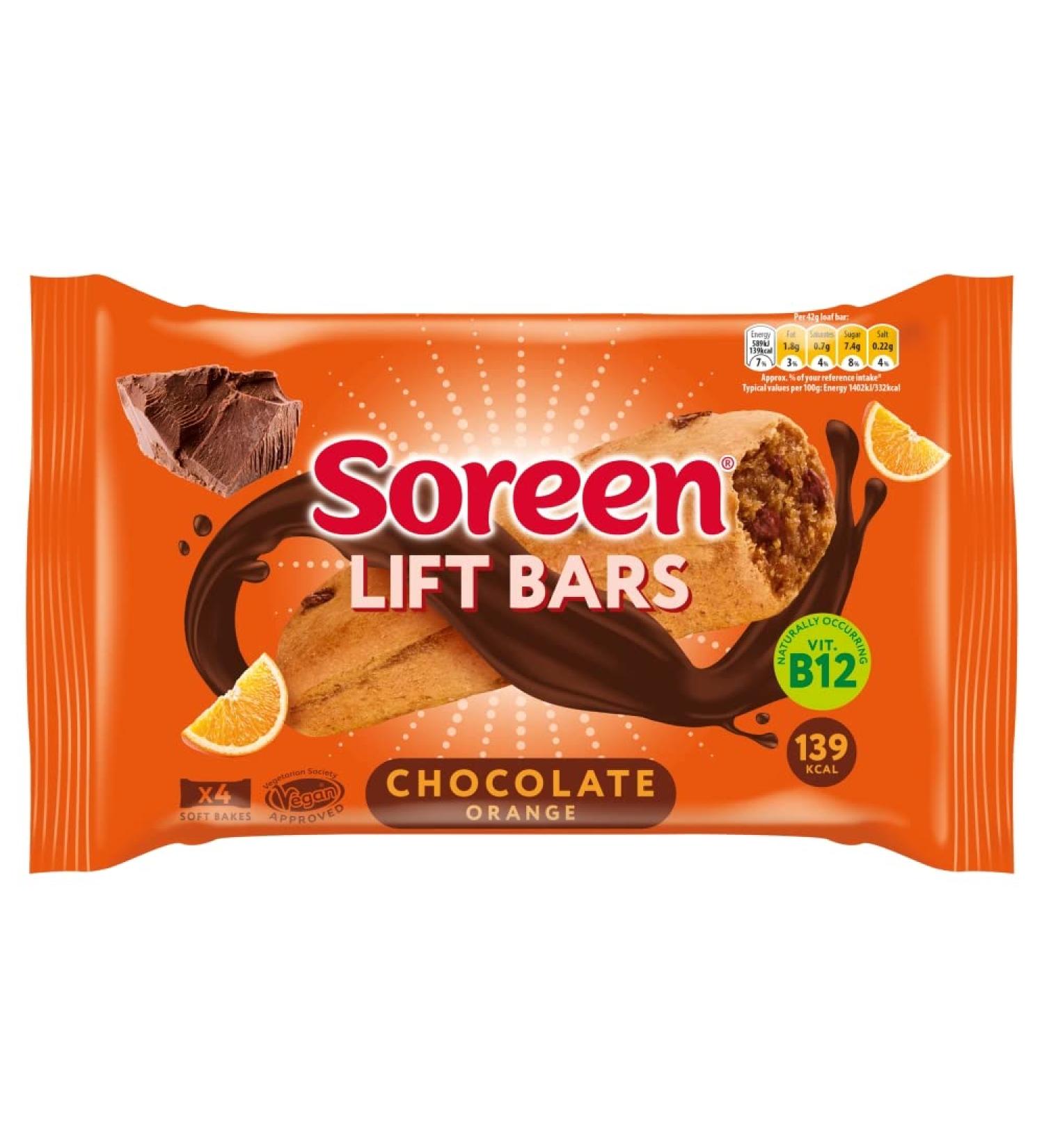 Soreen Lift Bars Chocolate & Orange 4 x 42g