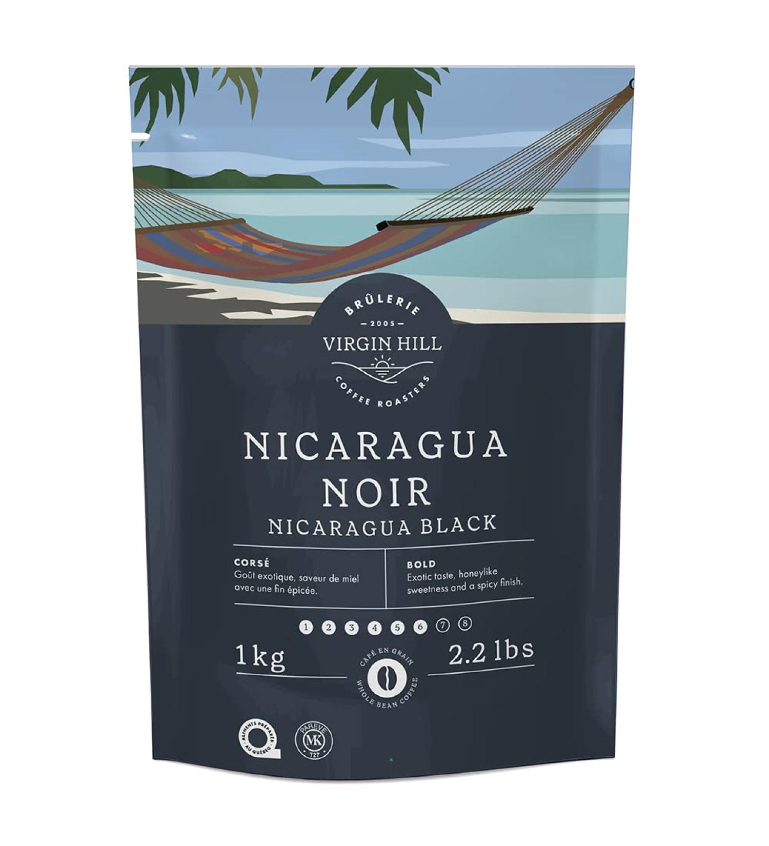 Virgin Hill Coffee - Nicaragua Black - Bold Intensity & Dark Roast - One Kilo of High-Grade Coffee Beans - 1 kg / 2.2 lbs Whole Beans 2.2 lbs / 1 kg - Buy Online on GoSupps.com