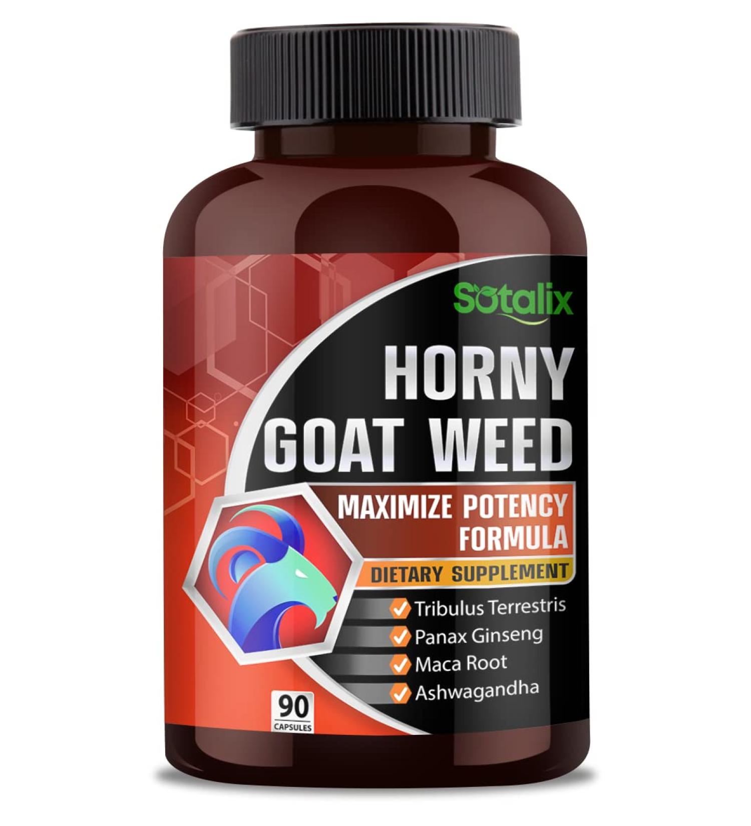 Premium Horny Goat Weed 8650mg with Tribulus Terrestris, Panax Ginseng, Ashwagandha Root, Maca Root - Energy Booster & Memory Support - 90 Count 3-Month Supply - Buy Online on GoSupps.com