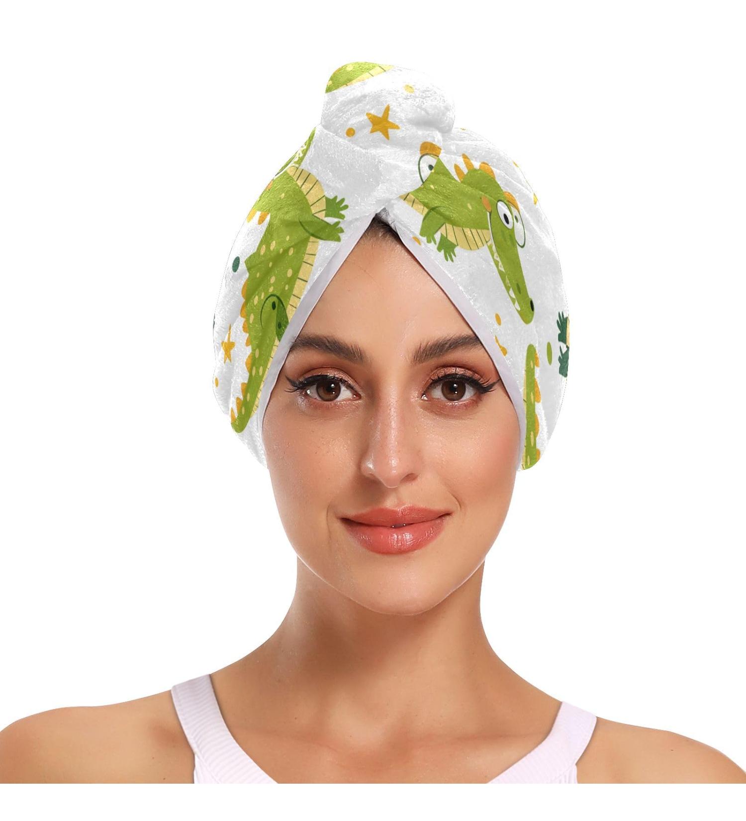 Cute Crocodile Hair Towel 2 Pack | Super Absorbent Quick Dry Turbans for Women & Girls | International Shipping - Buy Online on GoSupps.com