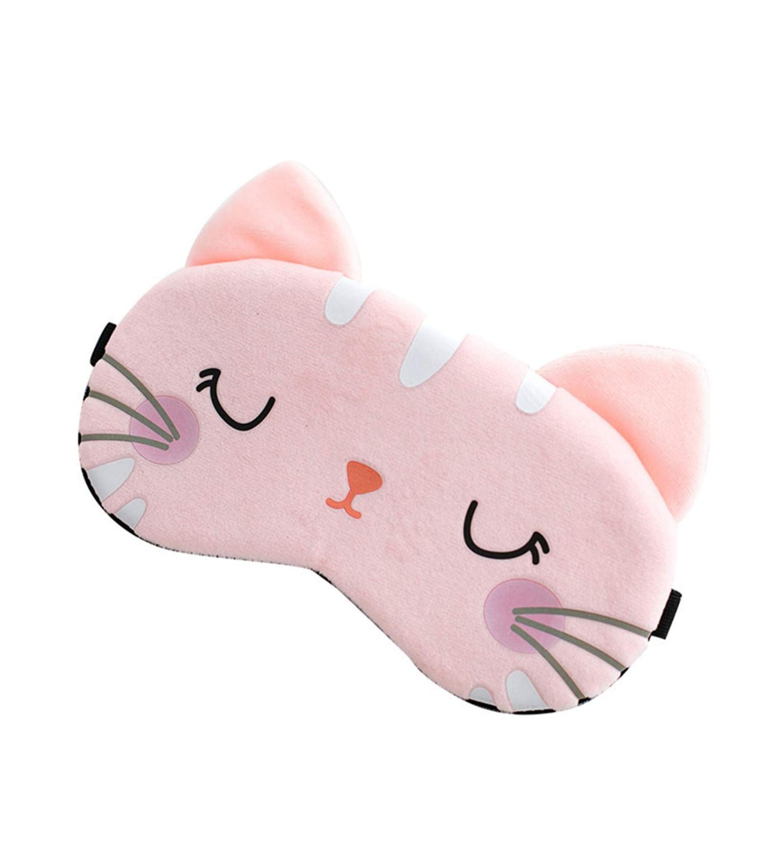 Fxaelian Cartoon Cat Sleep Mask - Funny Novelty Eye Cover for Travel, Women, Girls, Adults & Kids - Light Pink - Buy Online on GoSupps.com