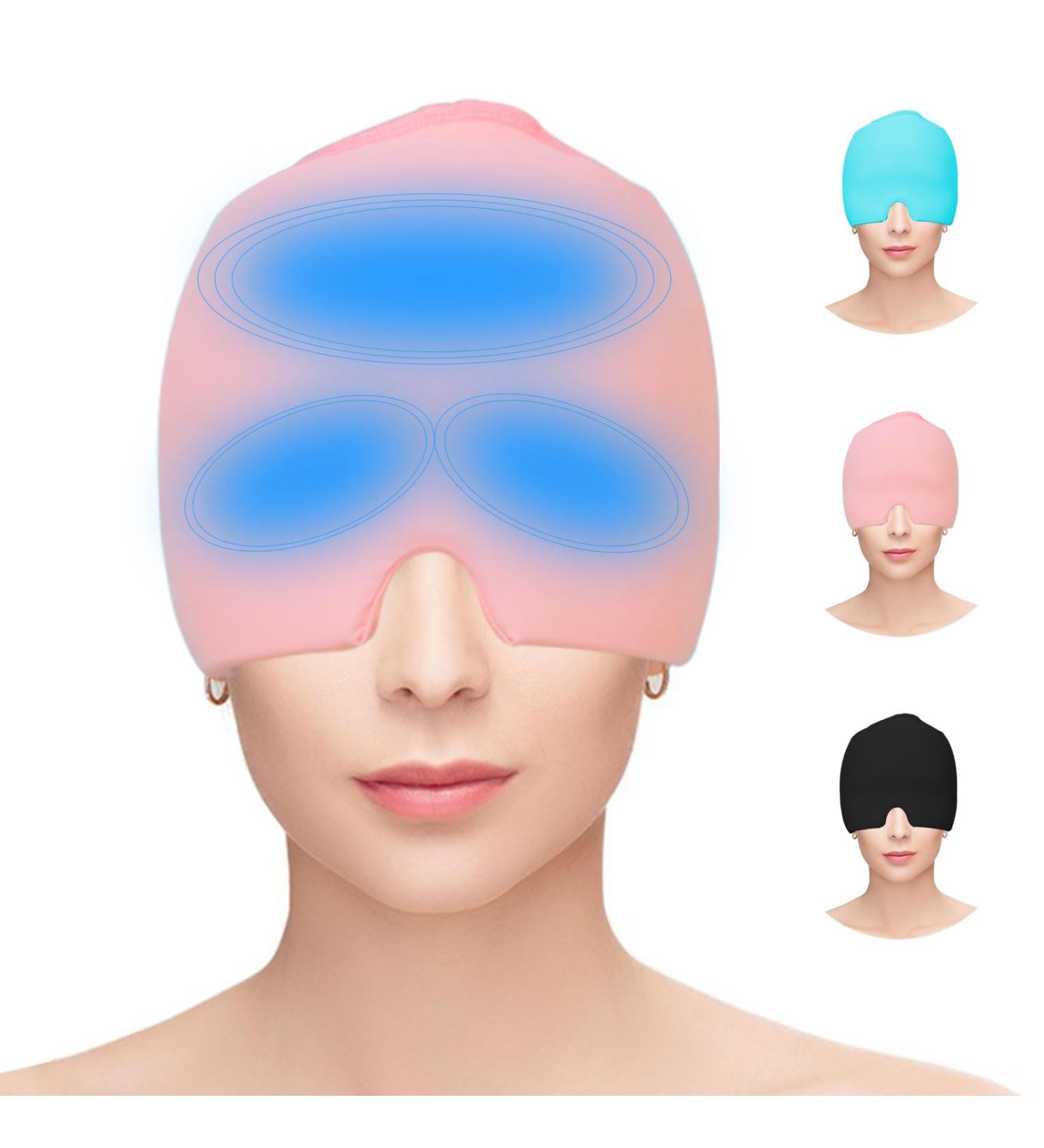 Pink Rose Gel Migraine Mask - Reusable Cool Headache Relief Cap & Eye Sleep Mask - Buy Online on GoSupps.com