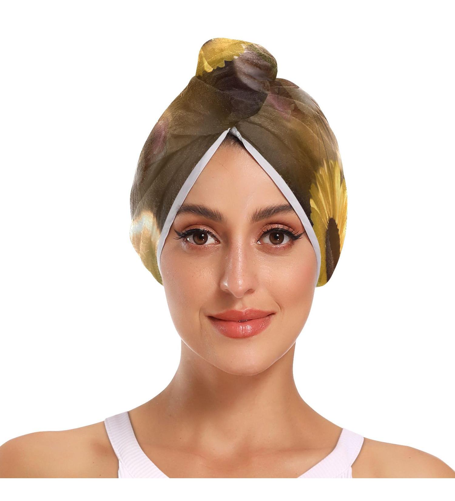 Cute Ferrets Daisy Hair Towel 2 Pack - Super Absorbent Quick Dry Hair Turbans for Women & Girls - Buy Online on GoSupps.com