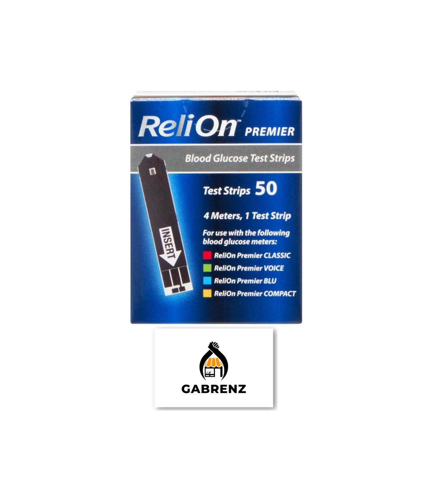 ReliOn Premier Blood Glucose Test Strips 50 Count Bundle + GABRENZ Fridge Magnet - Buy Online on GoSupps.com