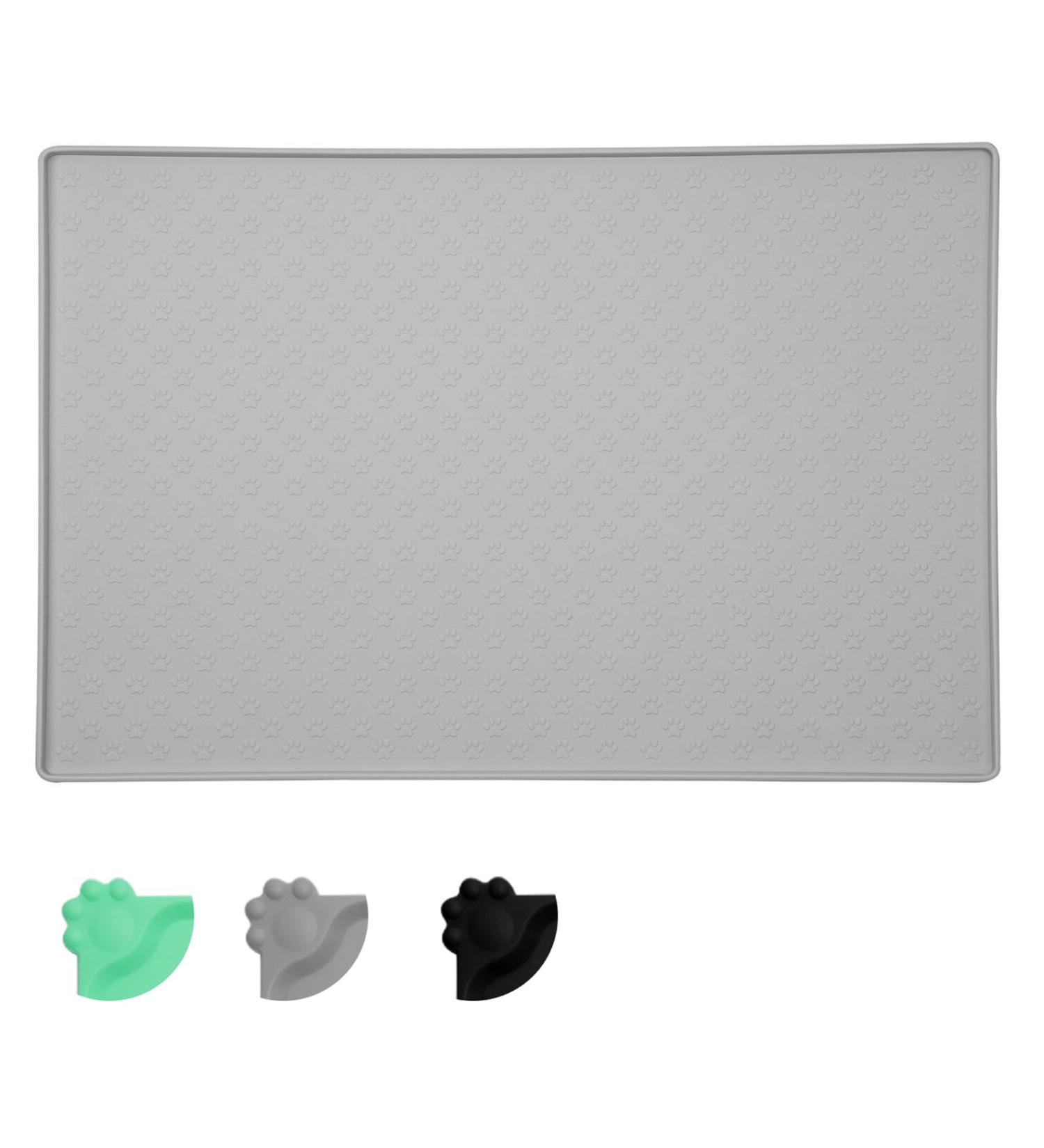 Moacc Silicone Lining Mats for Dogs & Cats - Slipproof Waterproof Food Base Mats (47x30cm) - Gray Paw Pattern - Buy Online on GoSupps.com