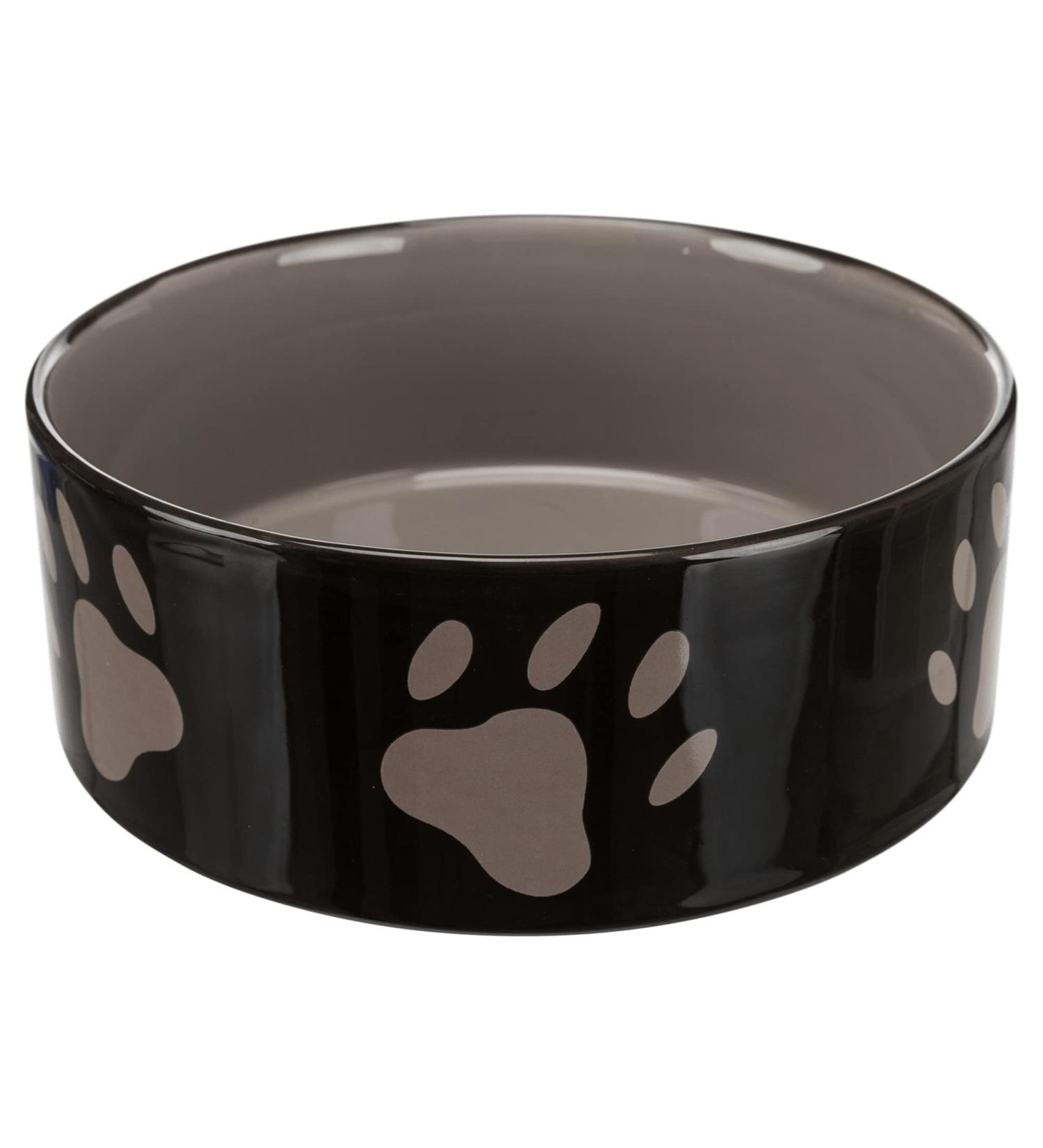 Trixie Ceramic Dog Bowl with Paw Prints - 1.4 Litre/20cm - Brown or Taupe - Buy Online on GoSupps.com