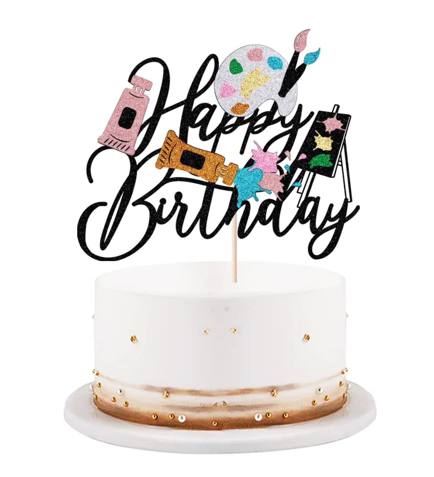 LVEUD Happy Birthday Cake Topper Painting Theme Artist Happy Birthday Cake Topper Drawing Board Happy Birthday Cake Topper - Buy Online on GoSupps.com