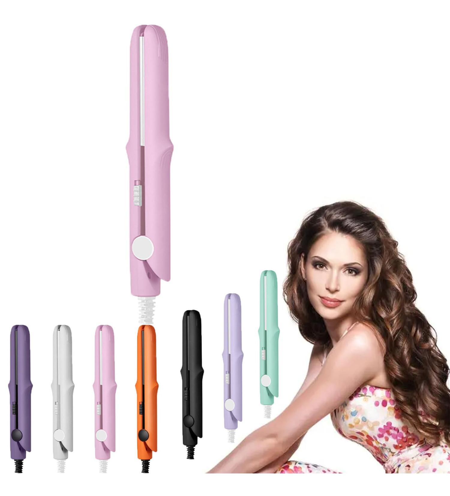 Gadgetcab Curling Iron Gadgetcab Mini Curling Iron Small Travel Curling Iron 2-in-1 Mini Curling Wand & Flat Iron Hair Straightener Portable Travel Curling For All Hair Types (Pink) - Buy Online on GoSupps.com
