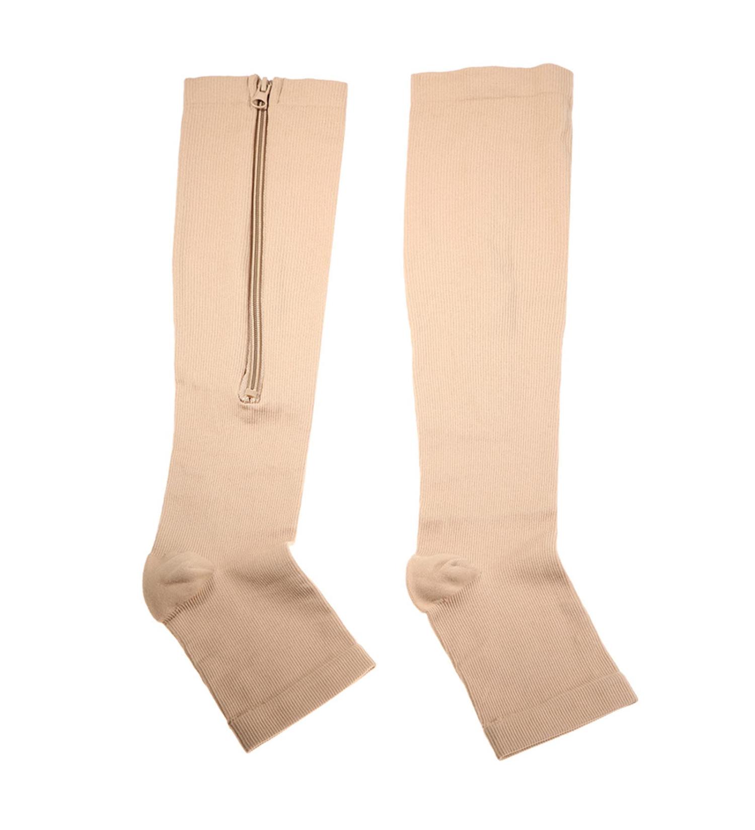 Calves Compression Stockings for Men & Women | Fipelo Compression Socks for Varicose Veins Relief | Breathable Elastic Foot Sleeves (XXL Skin Color) - Buy Online on GoSupps.com