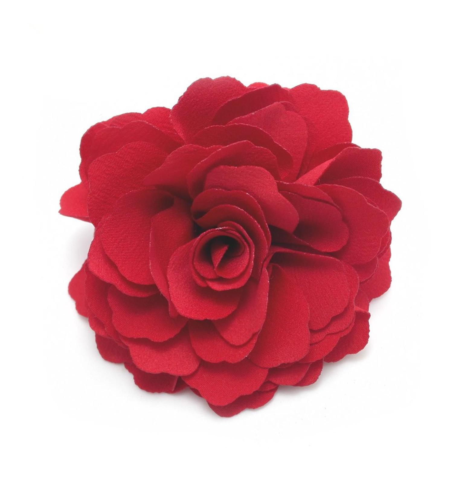 Meilliwish Camellia Flower Hair Clip Brooch (Red) (A74)