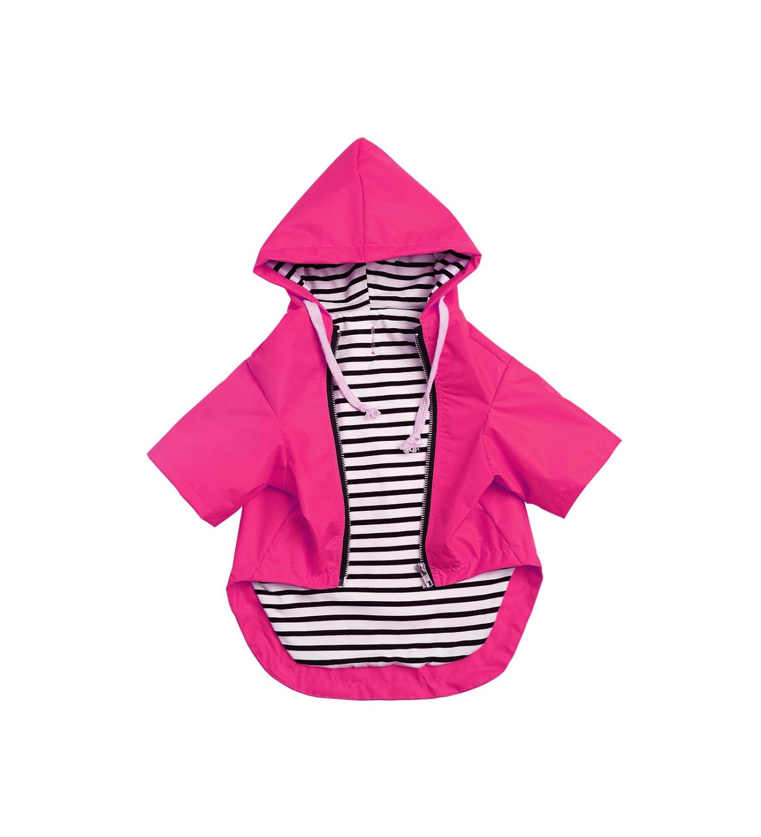 Minezi Pink XXL Hundred Coat - Reflective Buttons & Zippers Wind & Rainproof Adjustable Cord Removable Hood - Buy Online on GoSupps.com