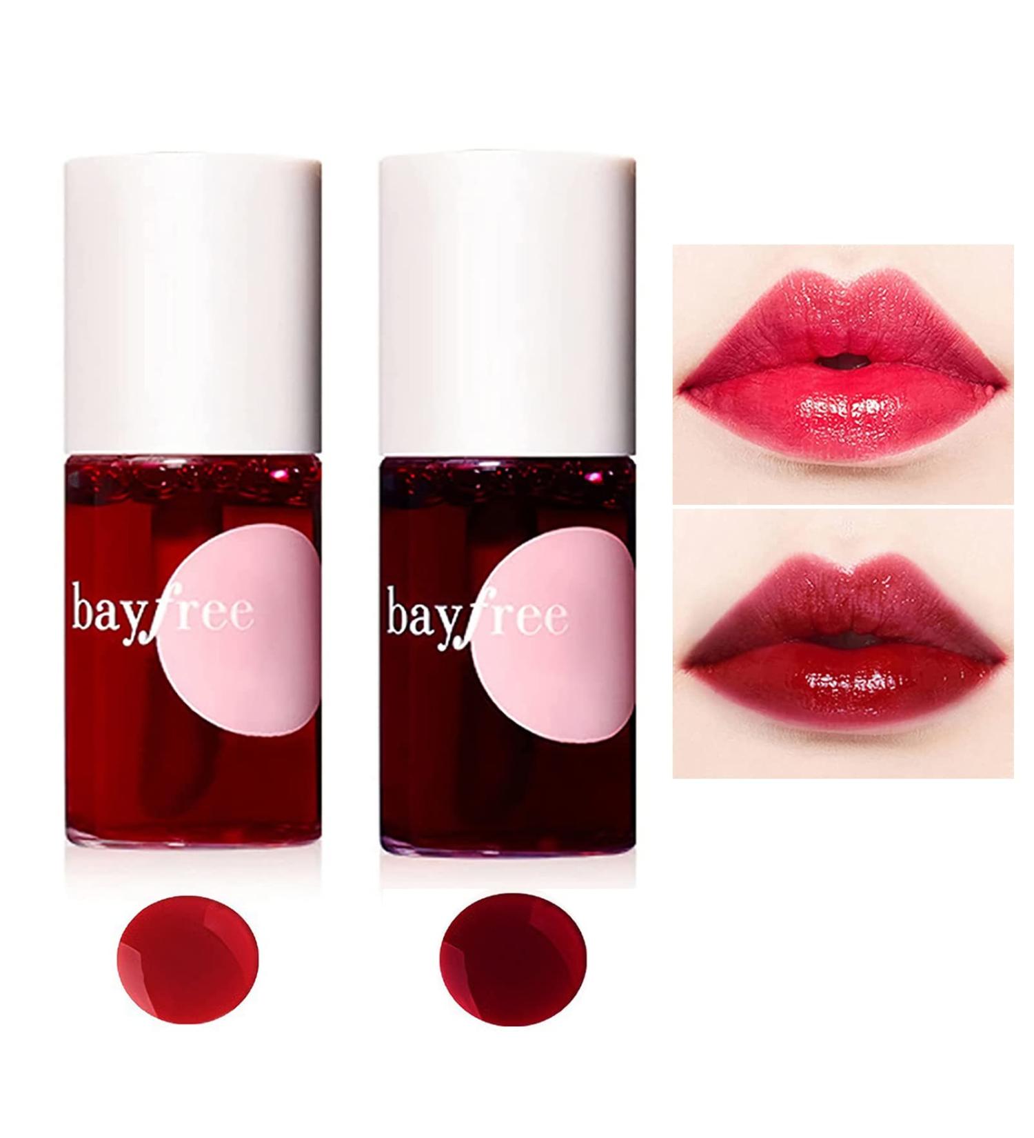 2 Pack Lip Tint Stain Set - Multi-Use Lip and Cheek Tint - Moisturizing Liquid Blush and Lip Paint - High Pigment Vivid Color - Long-Lasting Lipstick - Strawberry & Cherry - Buy Online on GoSupps.com