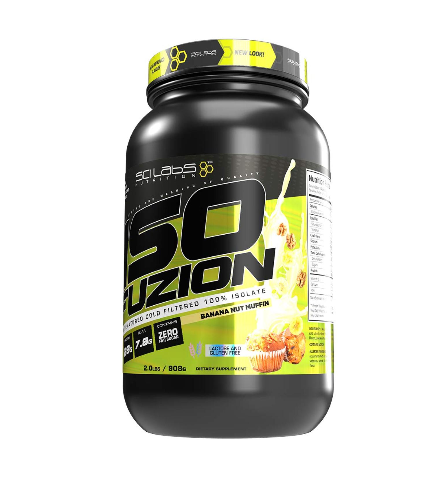Iso Fuzion 100% Whey Isolate by Scilabs Nutrition | 28g Non Denatured Protein Powder Banana Nut MuffinFlavor 2lb