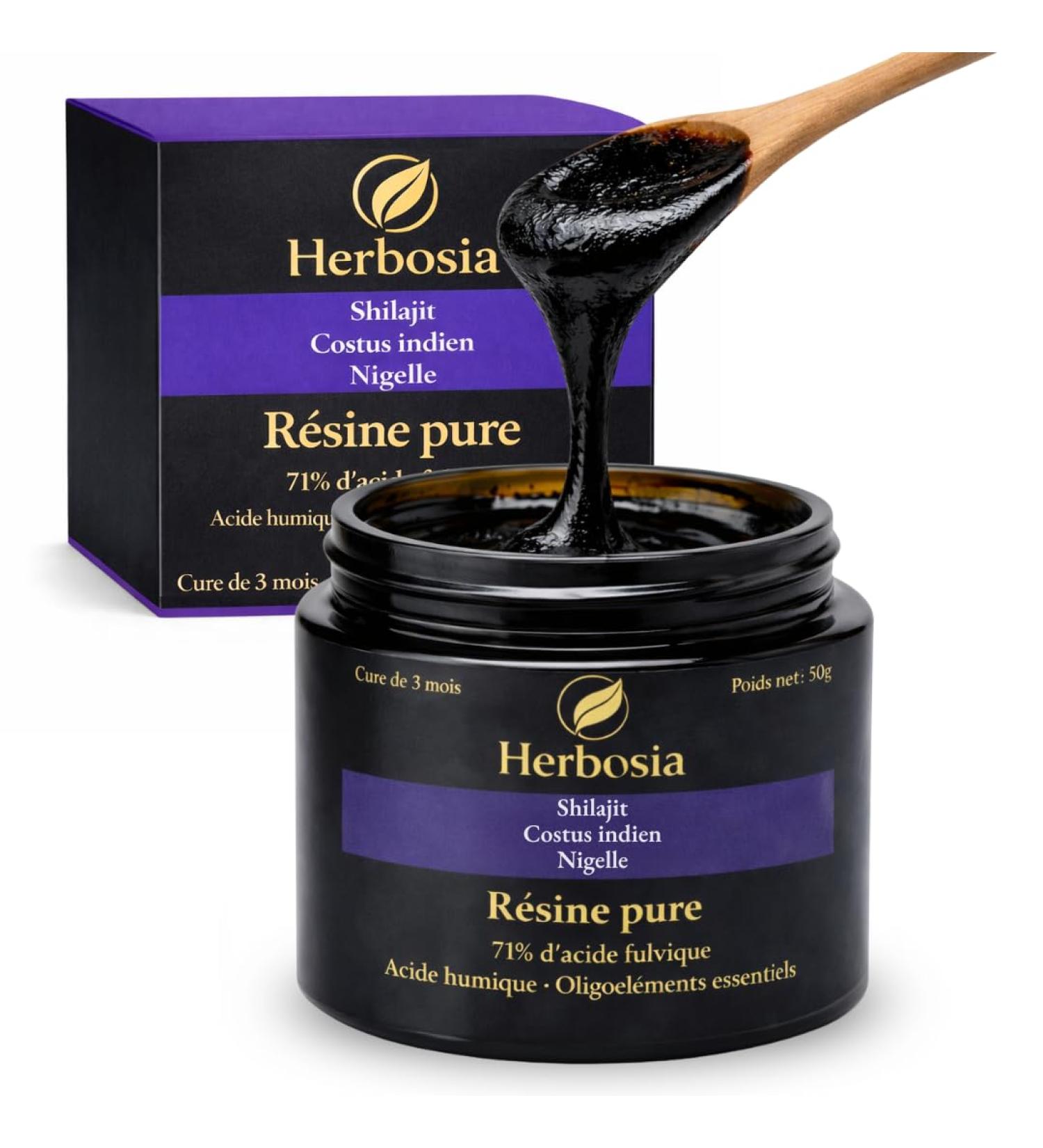  HERBOSIA Shilajit Costus Nigella - Pure Resin Formula 50g - Natural Triple Extract Premium - French Quality - Buy Online on GoSupps.com