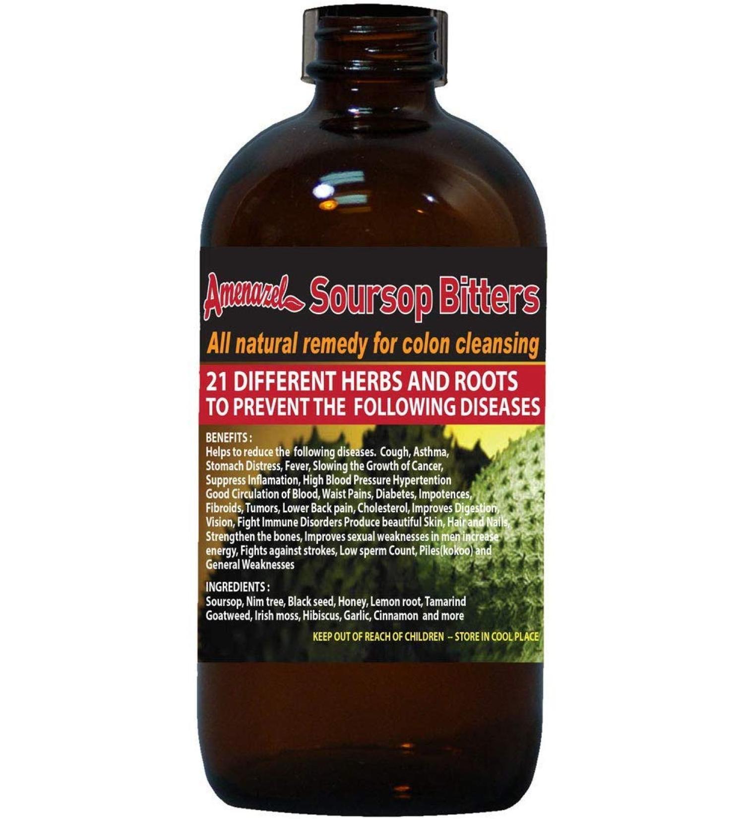 Amenazel Soursop Bitters 16oz - Natural Digestive Health & Wellness Tonic - Buy Online on GoSupps.com