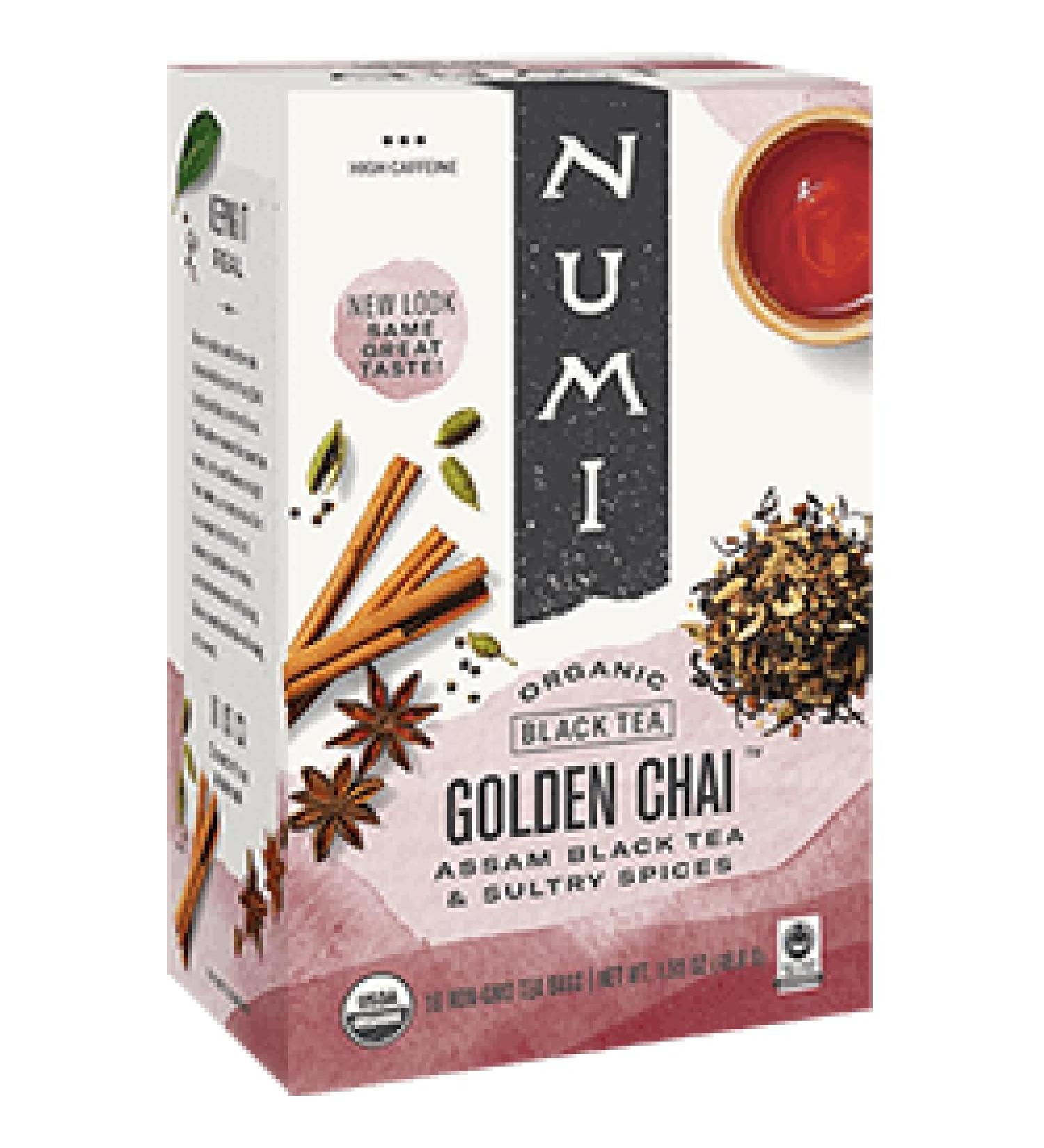 NUMI Certified Organic Fair Trade Golden Chai Tea Bags 18/ Pack (sold as 2 packs/case)