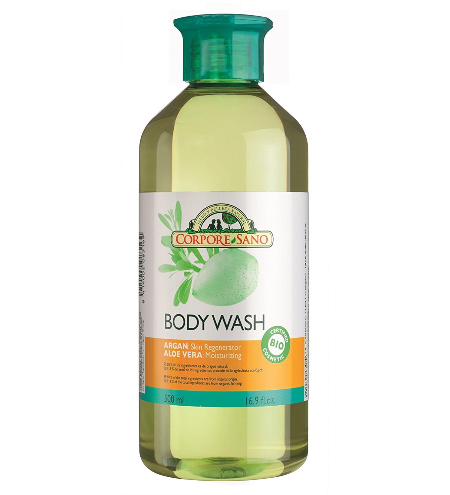 Corpore Sano Shower Gel/Body Wash-Aloe/Seaweed/Argan & Aloe-CERTIFIED ORGANIC-NO PARABENS-500 ml/16.9 fl. oz (BODY WASH ARGAN & ALOE)