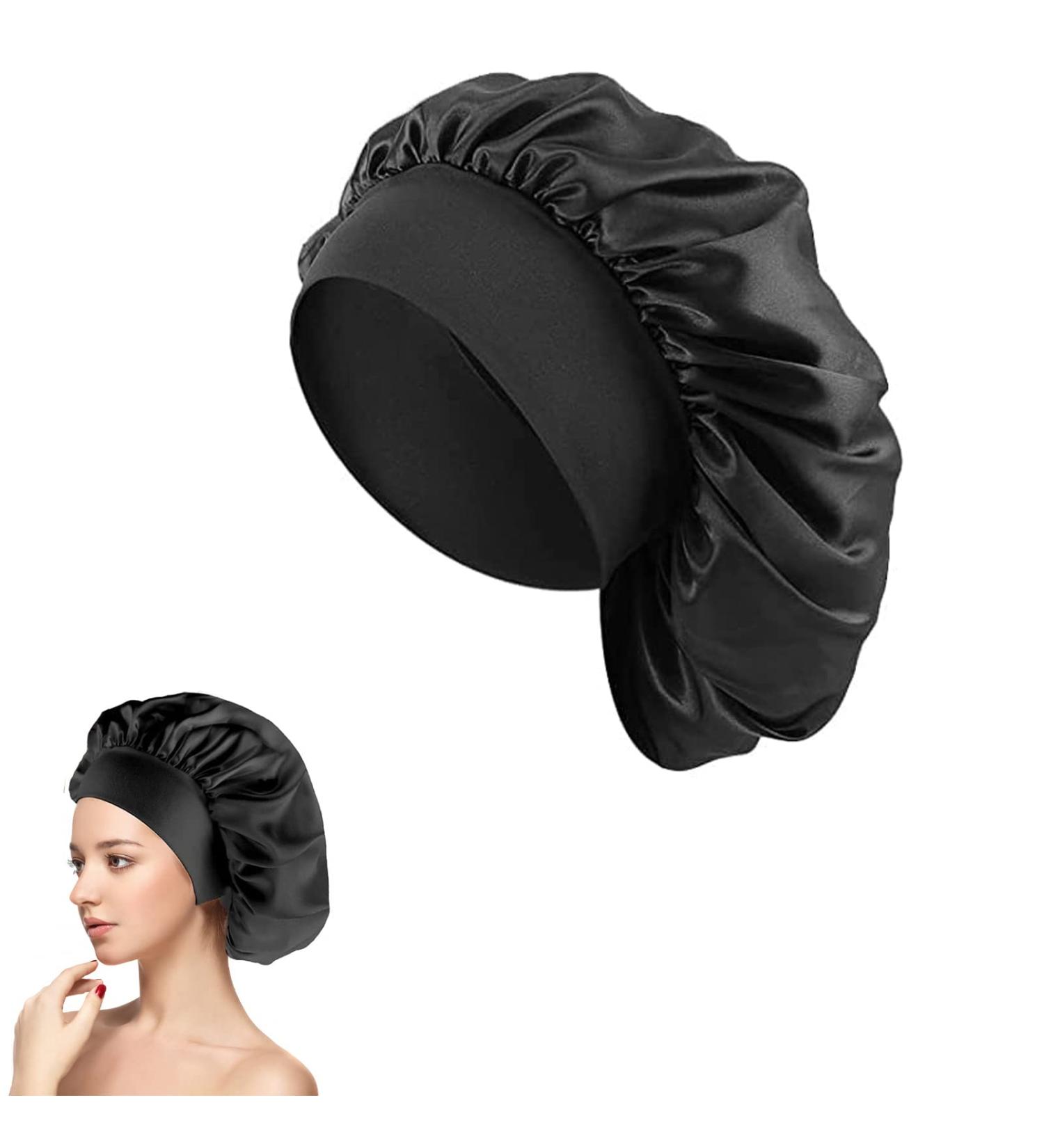 Silk Hair Bonnet for Women - Night Sleep Cap for Black & Curly Hair | Elastic Silk Head Cover - Buy Online on GoSupps.com