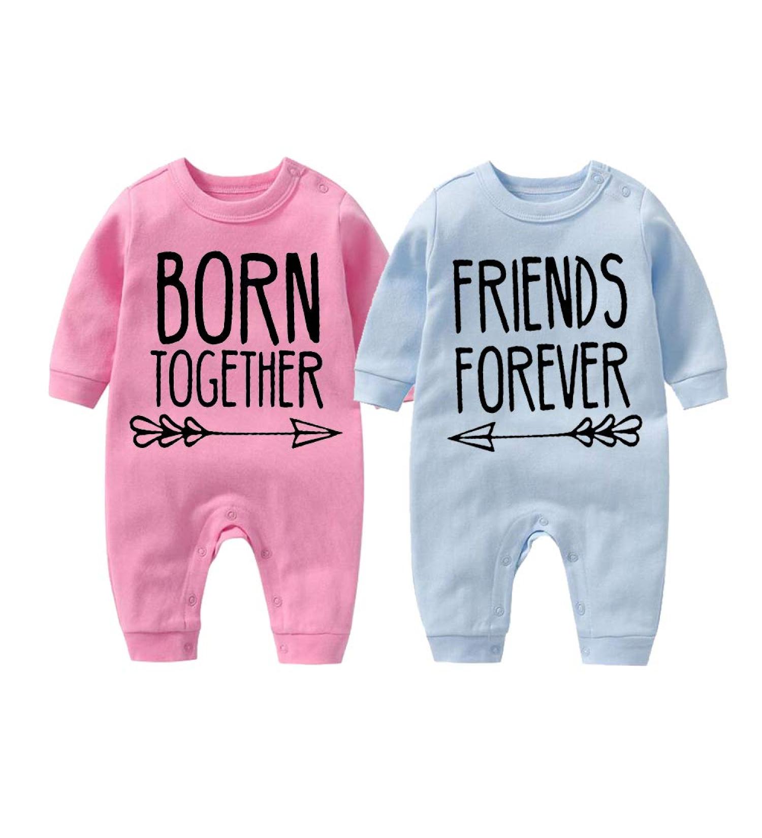 Culbutomind Baby Twins Bodysuit Set Friends Forever Unisex Romper with Hat | Multicoloured BFT 6-9 Months - Buy Online on GoSupps.com