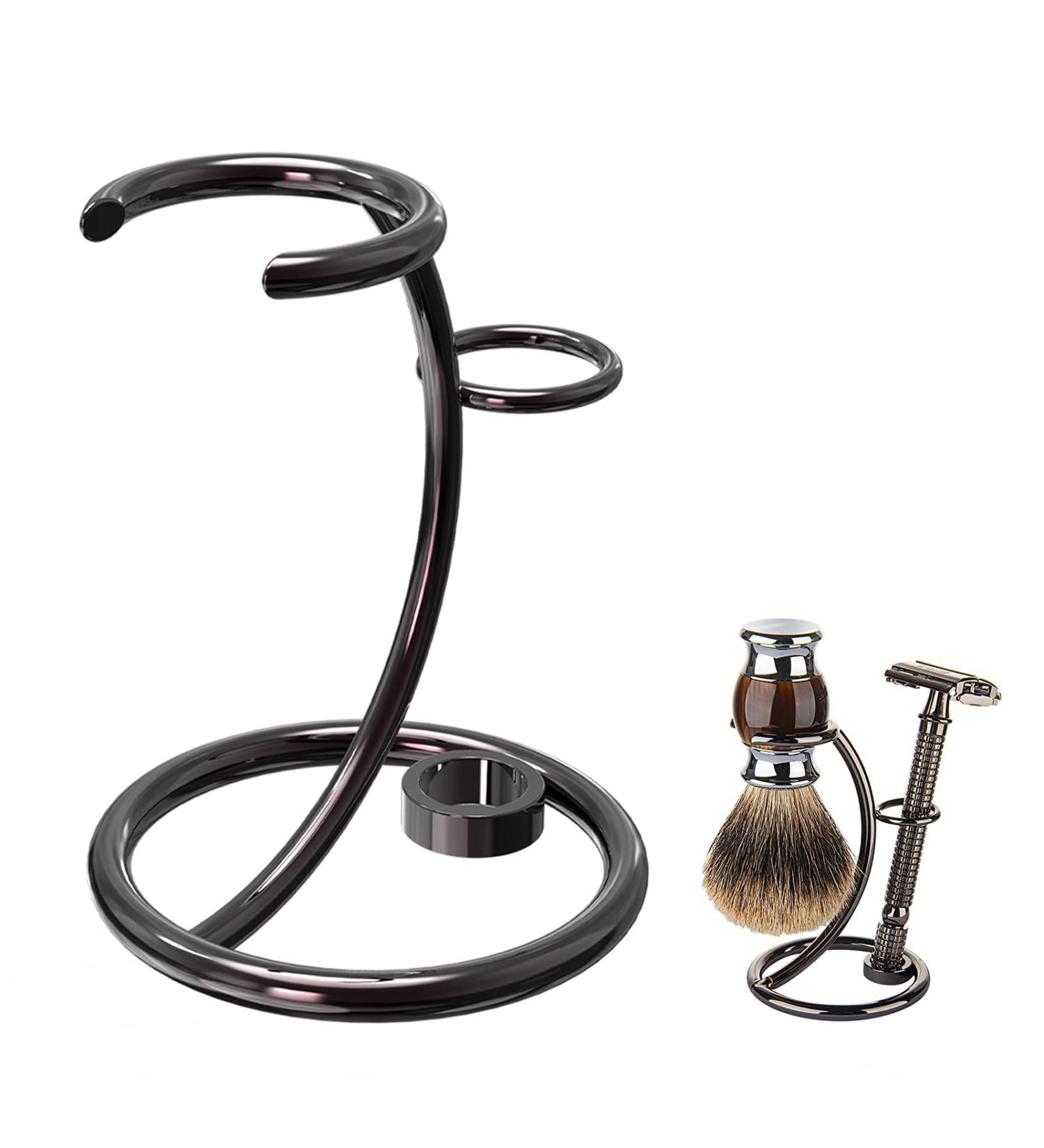 Stainless Steel Shaving Brush Stand & Razor Holder for Shower Room - Bathroom Shaver Kit Organizer (Brushed Nickel) - Buy Online on GoSupps.com
