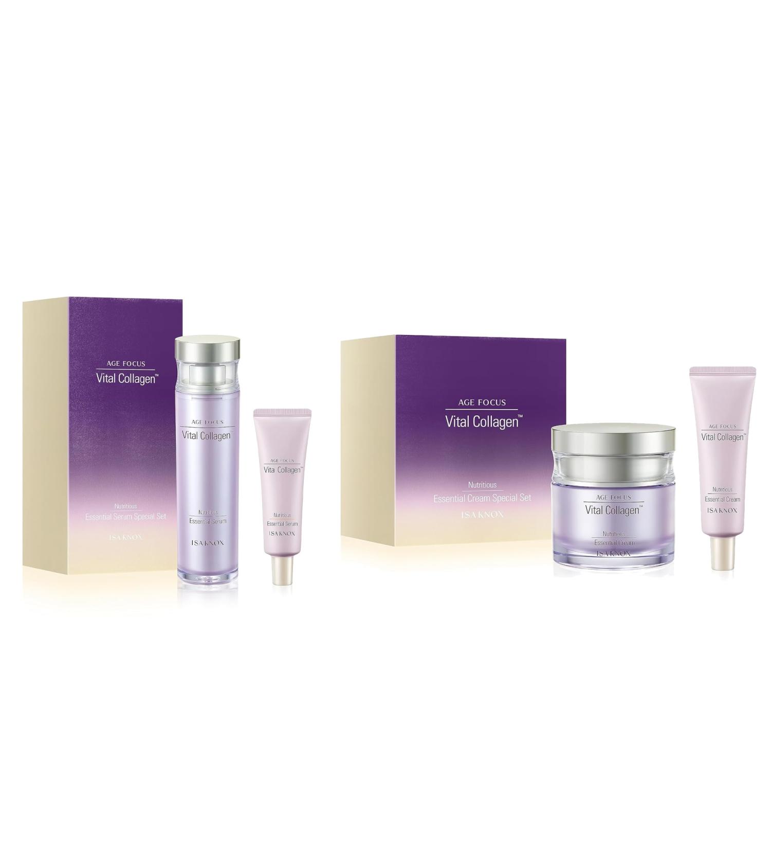 ISA KNOX AGE FOCUS VITAL COLLAGEN Essential Serum (2.4fl oz)& AGE FOCUS VITAL COLLAGEN Essential Cream (2.4fl oz) - Korean Skin Care - Buy Online on GoSupps.com