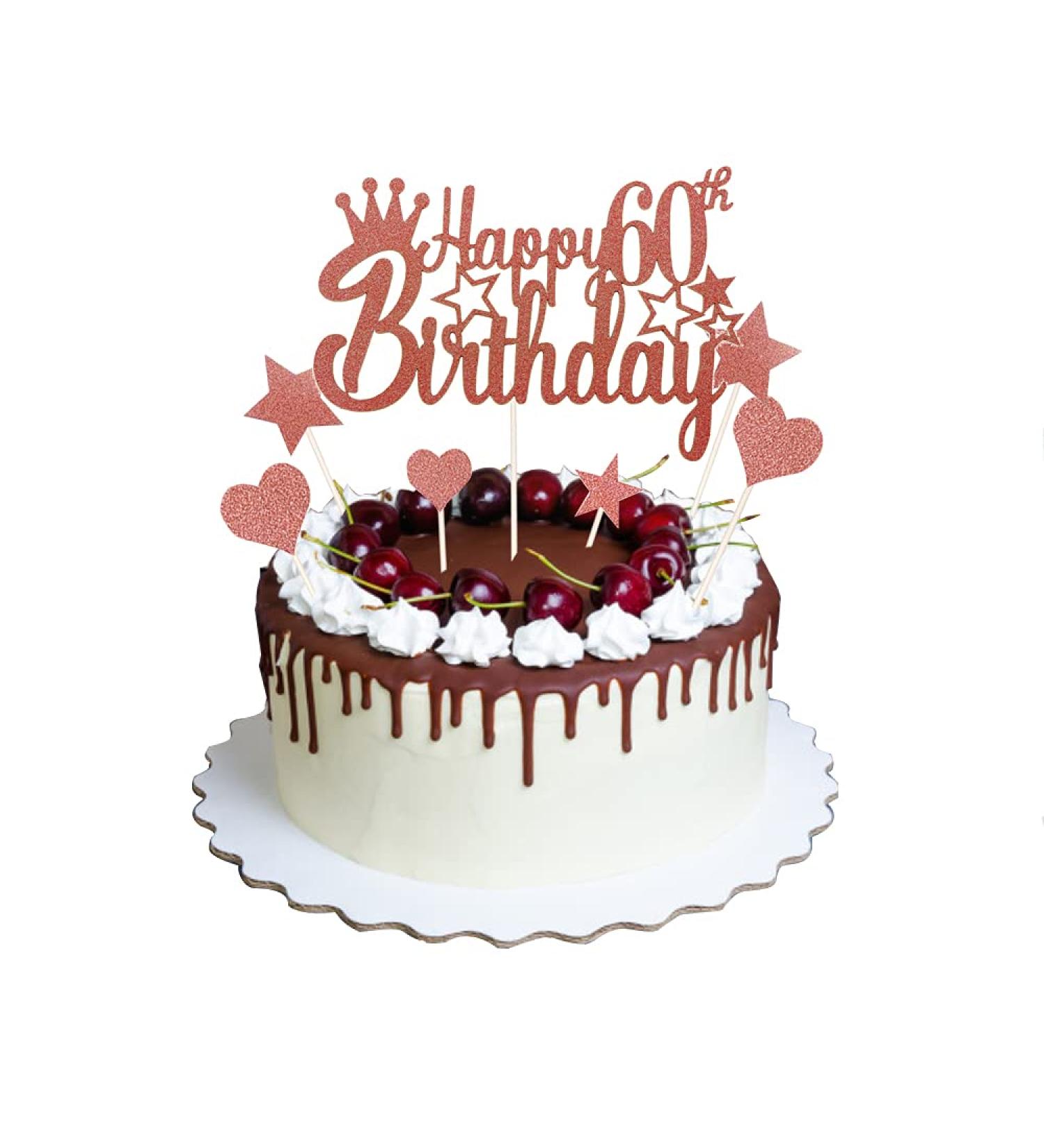 60th Rose Gold Cake Toppers Happy Birthday Cake Toppers 60th Birthday Cupcake Toppers Cake Decorations with Glitter (Rose Gold Cake Topper 60th) Rose Gold 60th - Buy Online on GoSupps.com
