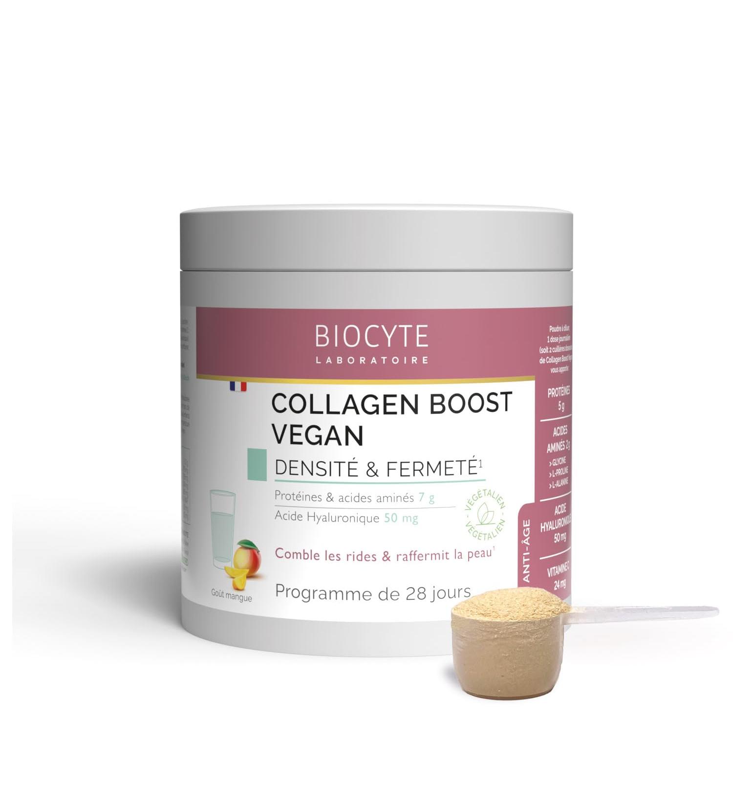 BIOCYTE Collagen Boost Vegan - Mango Flavor - Food Supplement Skin Density and Firmness Anti-Wrinkle - Pea Protein Amino Acids Hyaluronic Acid Vitamin C - 260 g - 28 days - Buy Online on GoSupps.com