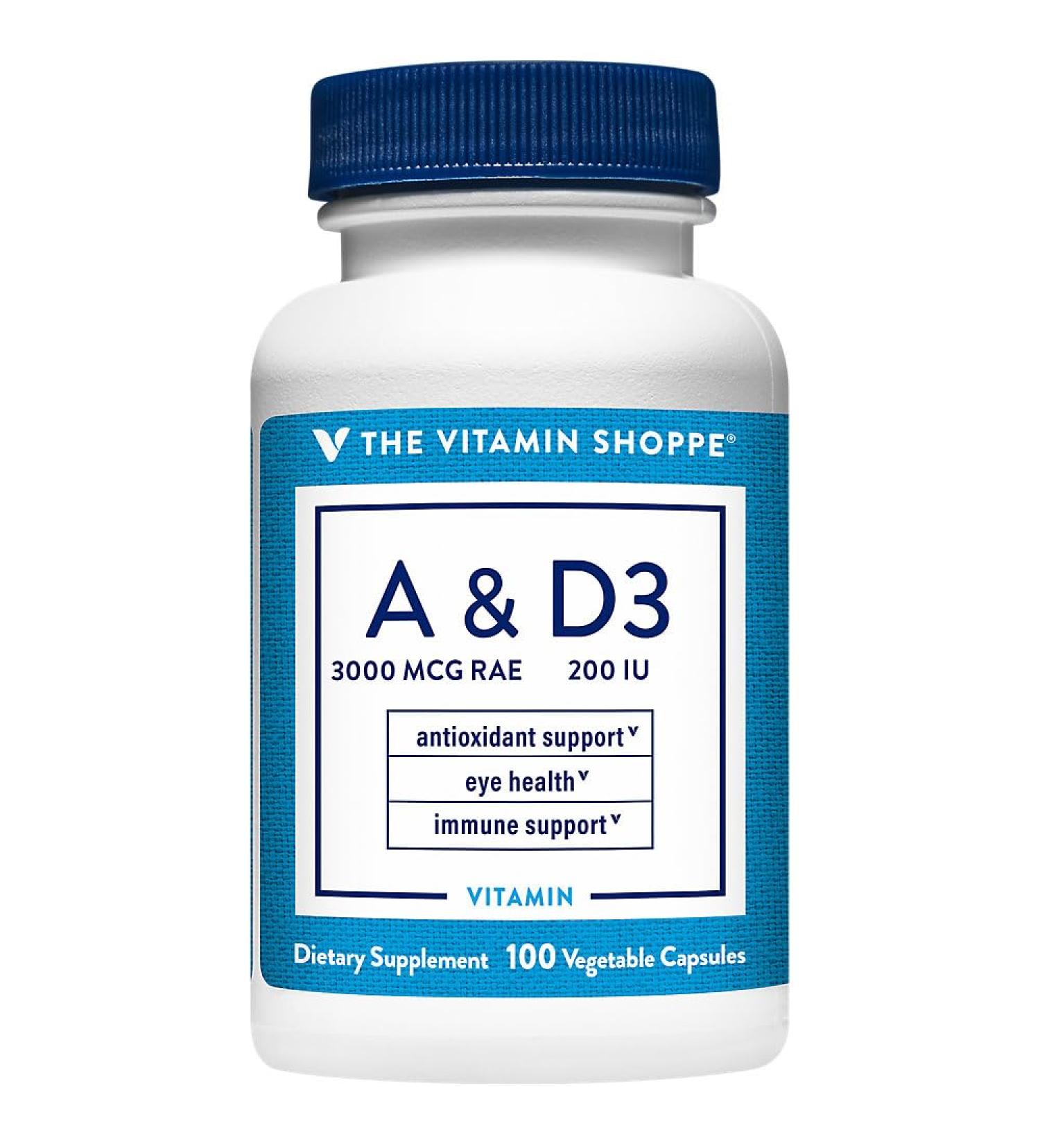 The Vitamin Shoppe Vitamin A & D Non-Oily - Immune & Vision Support | Antioxidant Formula | 100 Capsules | Once Daily - Buy Online on GoSupps.com