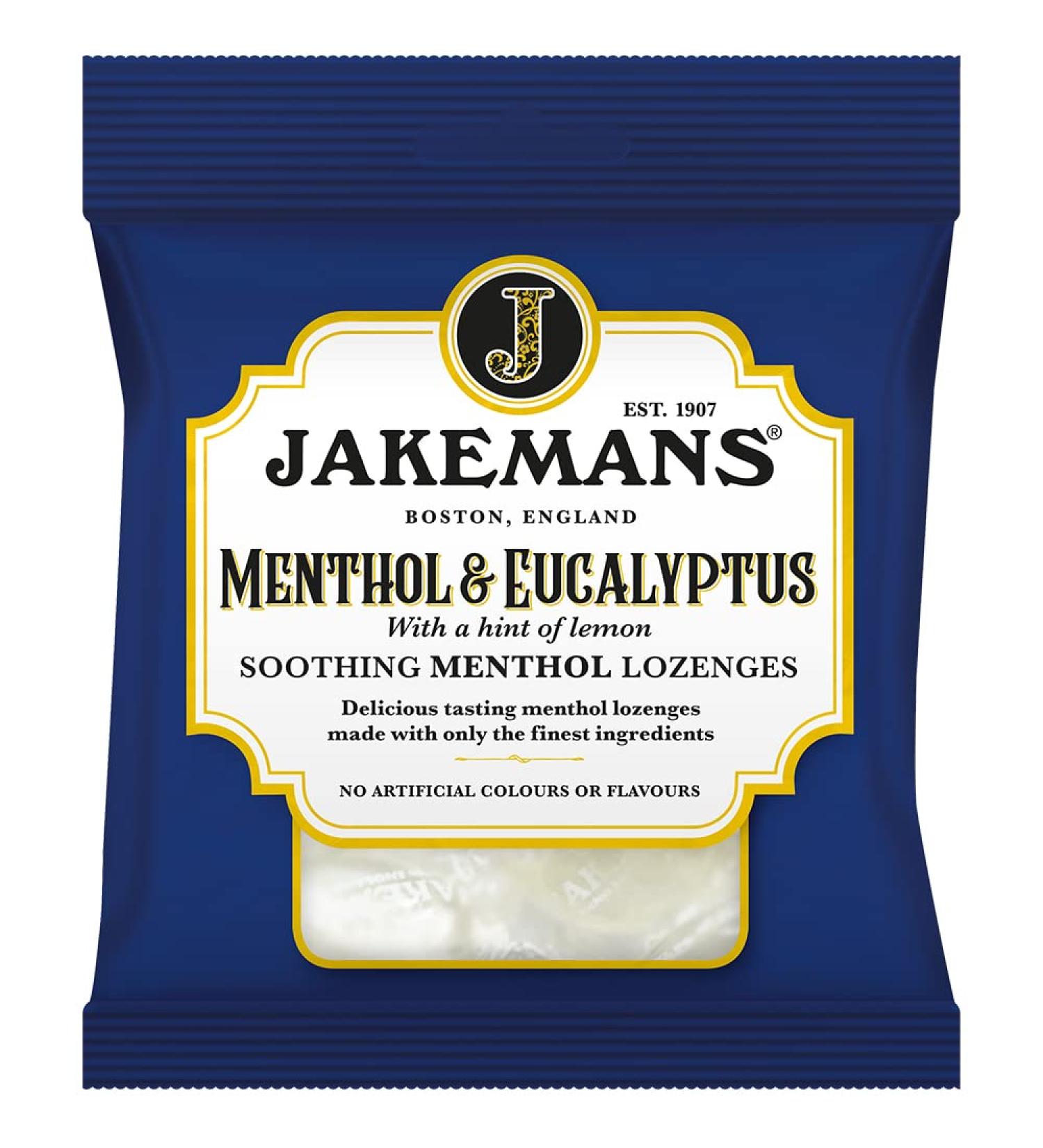 Jakemans Menthol & Eucalyptus 73g - Pack of 12 - Soothing Menthol Lozenges - Suitable for Vegetarians Clear - Buy Online on GoSupps.com
