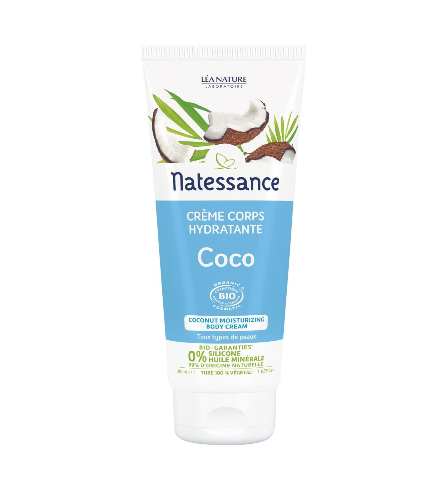 Natessance - Coconut Moisturizing Body Cream - Body Care - Certified Organic Cosmos Organic - 100% Vegetable Tube 200ml