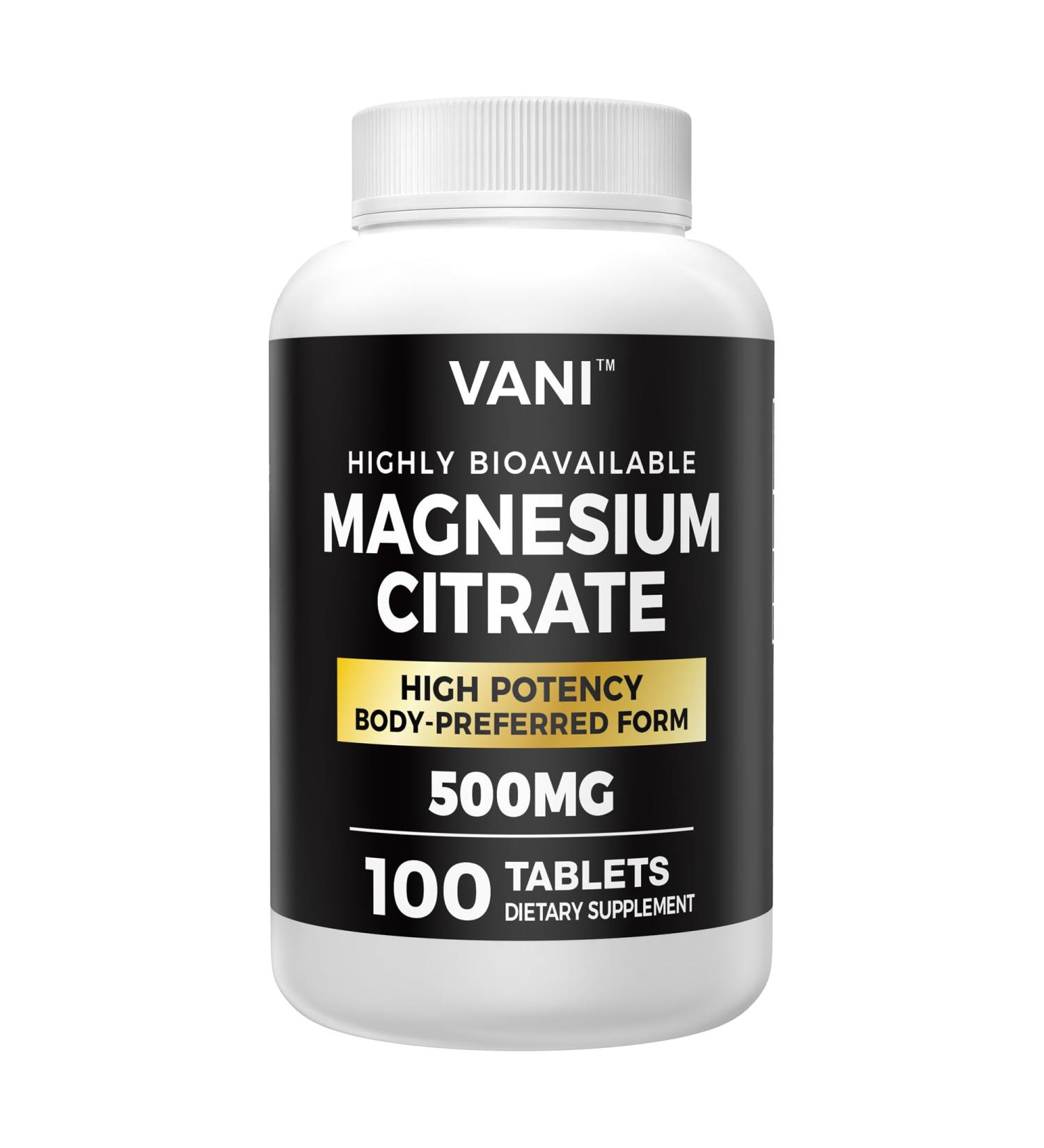 Magnesium Citrate 500MG 100 Tablets- Vegan Safe, High Absorption - Buy Online on GoSupps.com