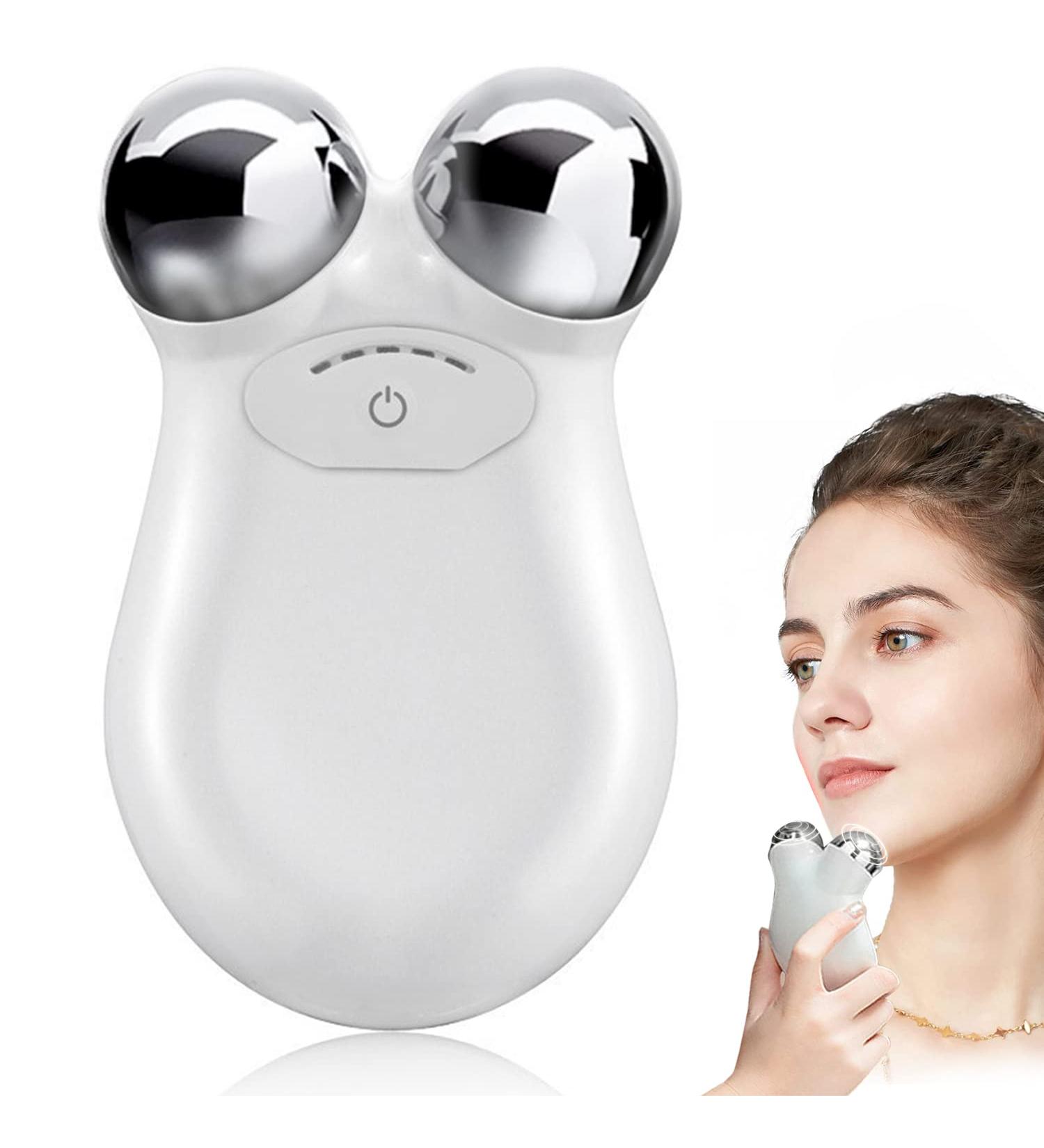 Microcurrent Face Roller for Lift and Skin Tightening | USB Mini Rejuvenation Spa Device - 2023 New (Angel White) - Buy Online on GoSupps.com