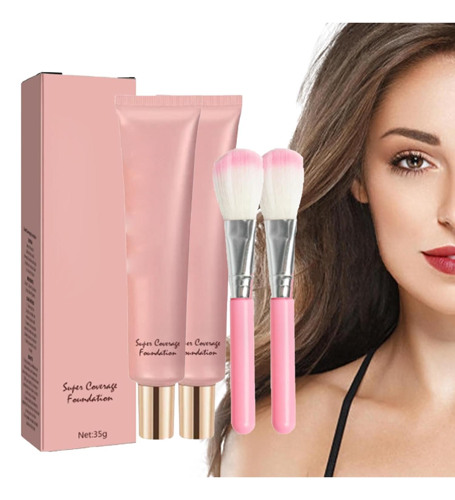 Super Cover Foundation with Buffing Brush Long Lasting Lightweight Foundation Concealer Hydrating Liquid Foundation Correcting Face Foundation - Buy Online on GoSupps.com