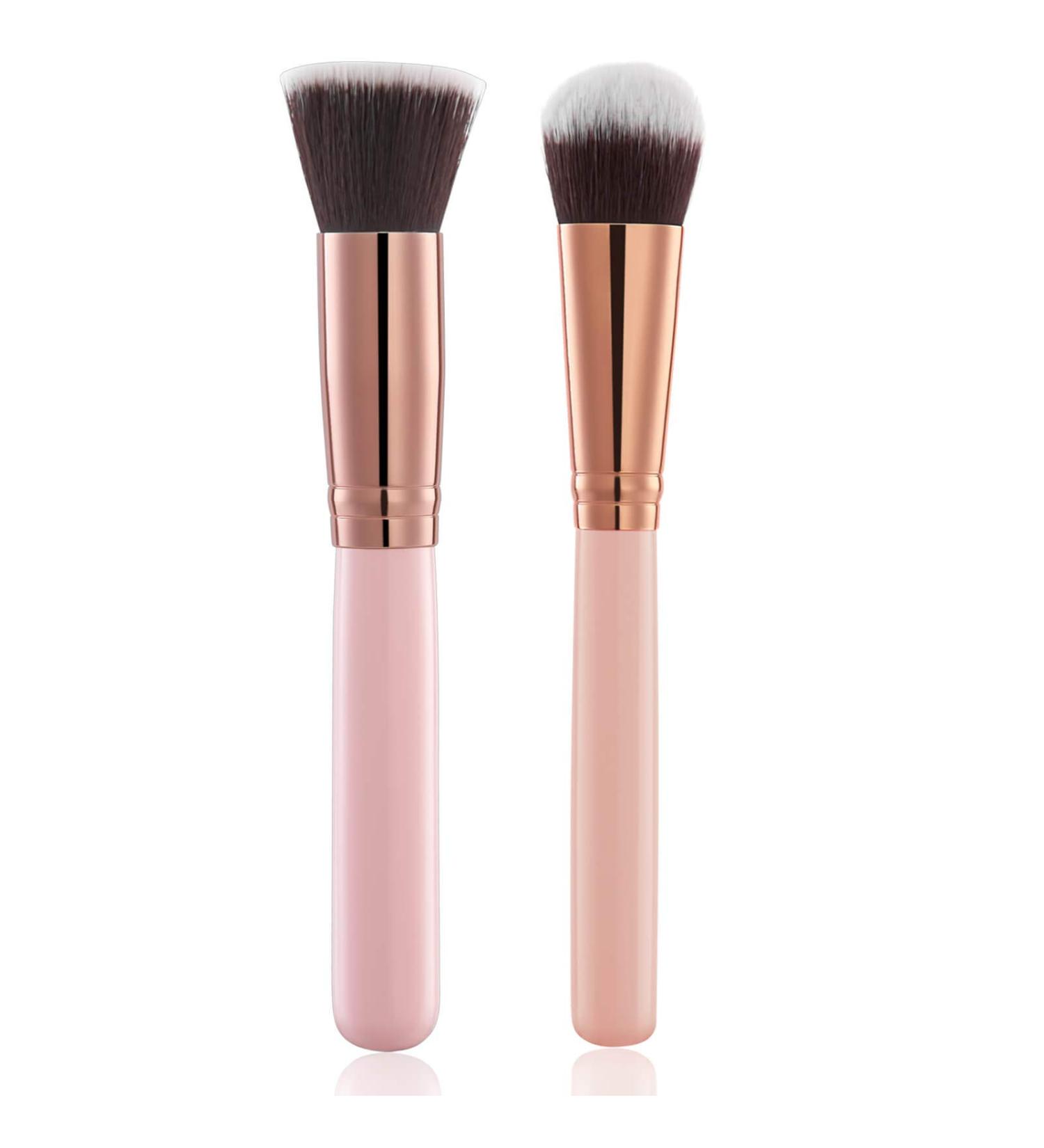 2pcs Face Self Tanning Flat Top Brush & Blending Applicator - Pink - Buy Online on GoSupps.com