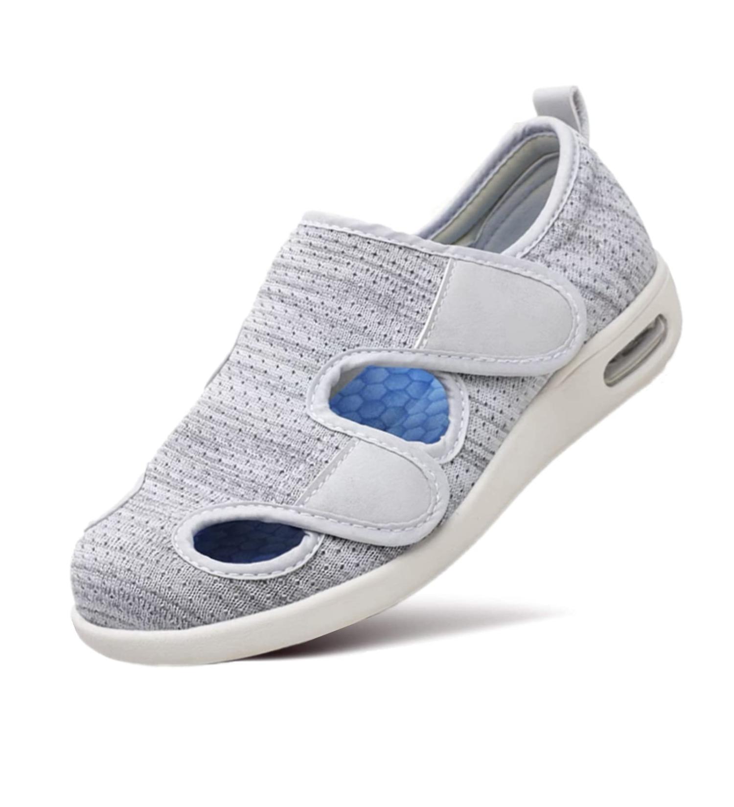 ZGDG Women Diabetic Sandal House Slipper - Non-Slip Walking Shoes for Elderly, Diabetes, Edema - Adjustable Closure, Pain Relief - Indoor Outdoor Air Cushion Sneakers (7 Wide, Light Gray) - Buy Online on GoSupps.com