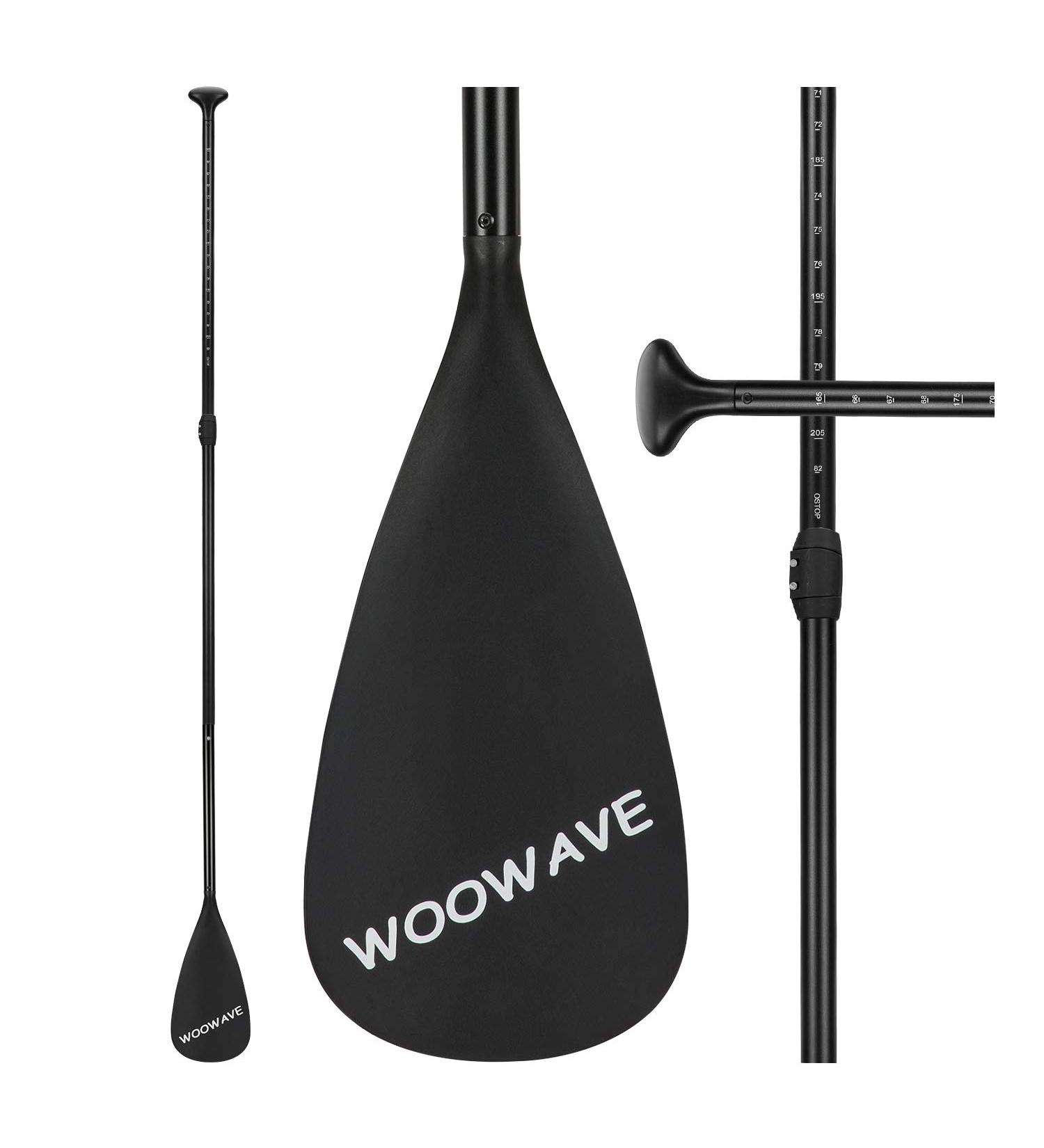 WOOWAVE Adjustable SUP Paddle 3 Piece | Stand-Up Paddleboard Accessory (Aluminum, Fiberglass, Carbon Fiber) - Black - Buy Online on GoSupps.com