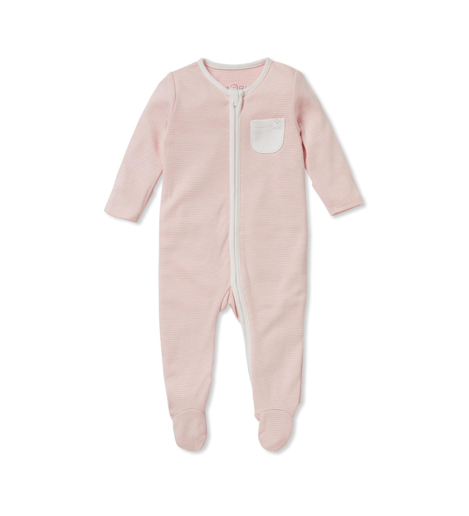 Mor Baby Unisex 2 Way Zip Sleepsuit Organic Pyjama 0-3 Months - Blush Stripe - Buy Online on GoSupps.com