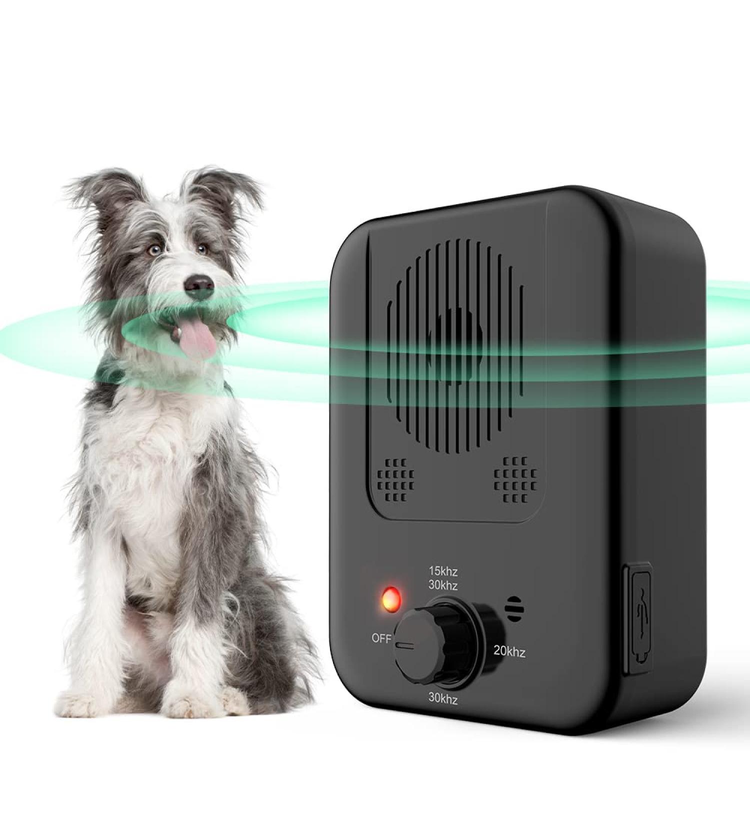 Anti Barking Device Bark Control Device with Sonic to Stop Dog Bark Dog Barking Deterrents with Adjustable 3 Level Sonic Bark Up to 50 Ft. Range Safe for Dogs White
