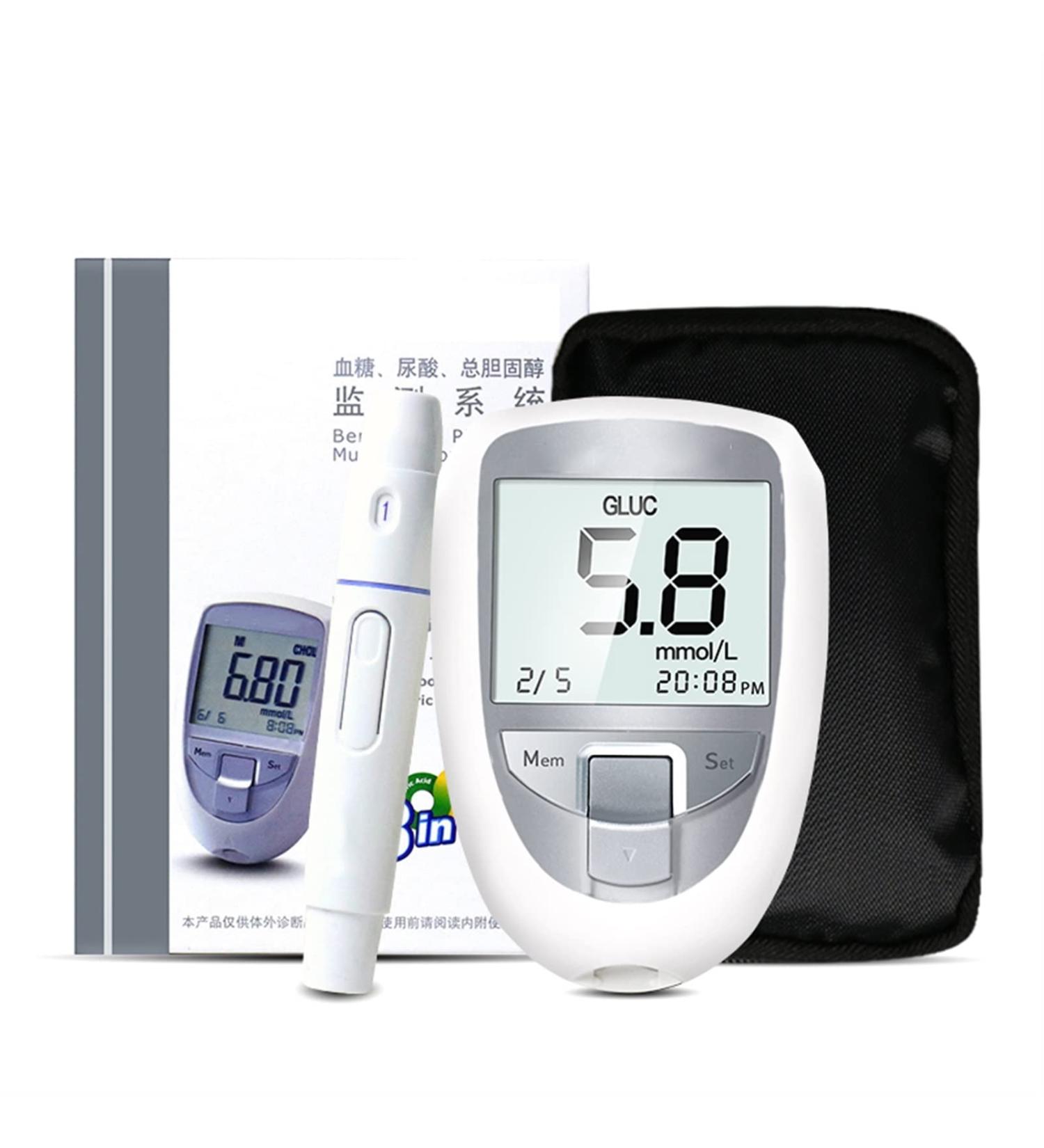 HEYUANPIUS 3-in-1 Blood Glucose, Uric Acid, and Cholesterol Monitor Kit with Test Strips - Household Glucometer for Diabetes and Gout Testing - Buy Online on GoSupps.com