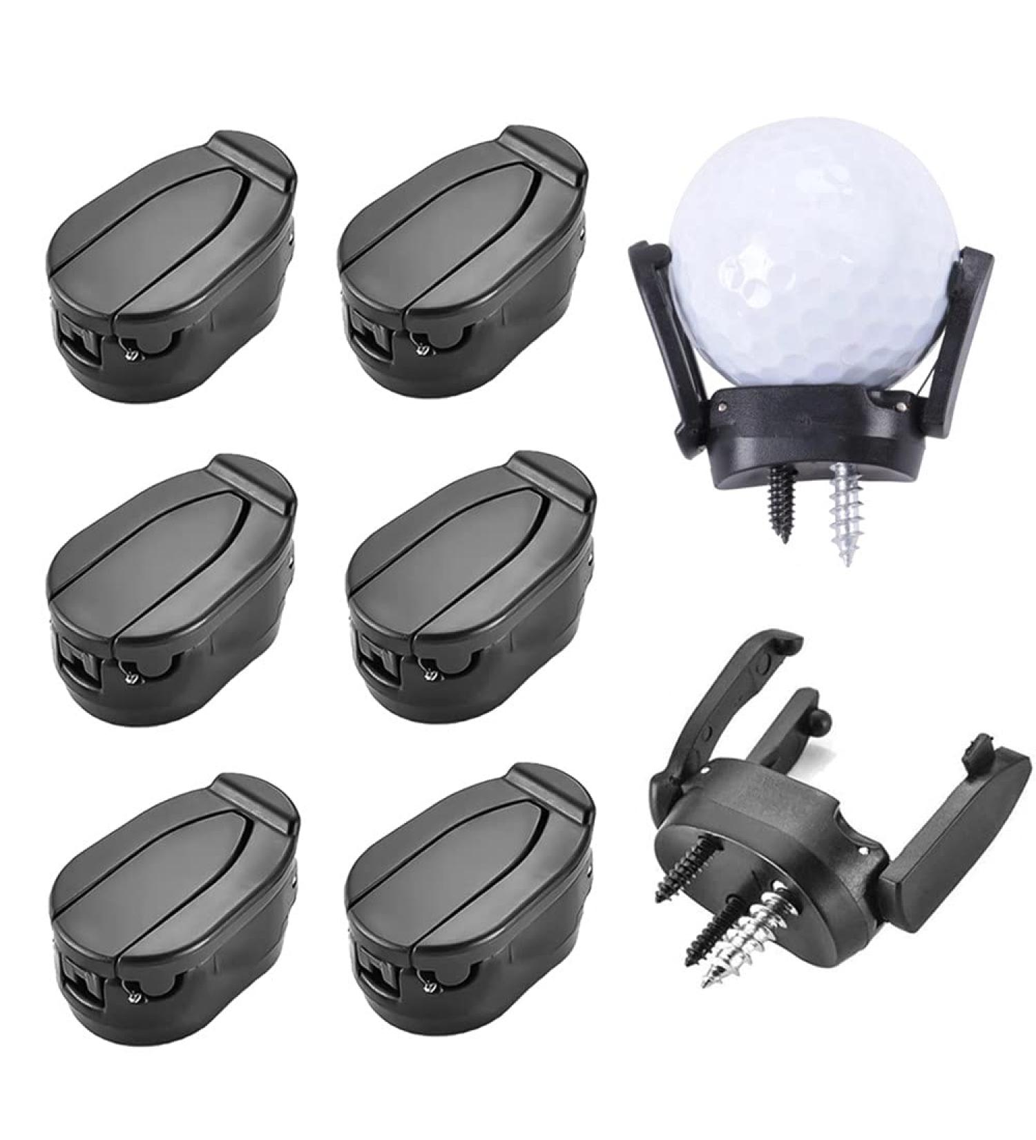 Vanknono 6 Pcs Golf Ball Pick Up Retriever Grabber, Foldable Golf Ball Pick Up Claw Sucker Put On Putter Grip