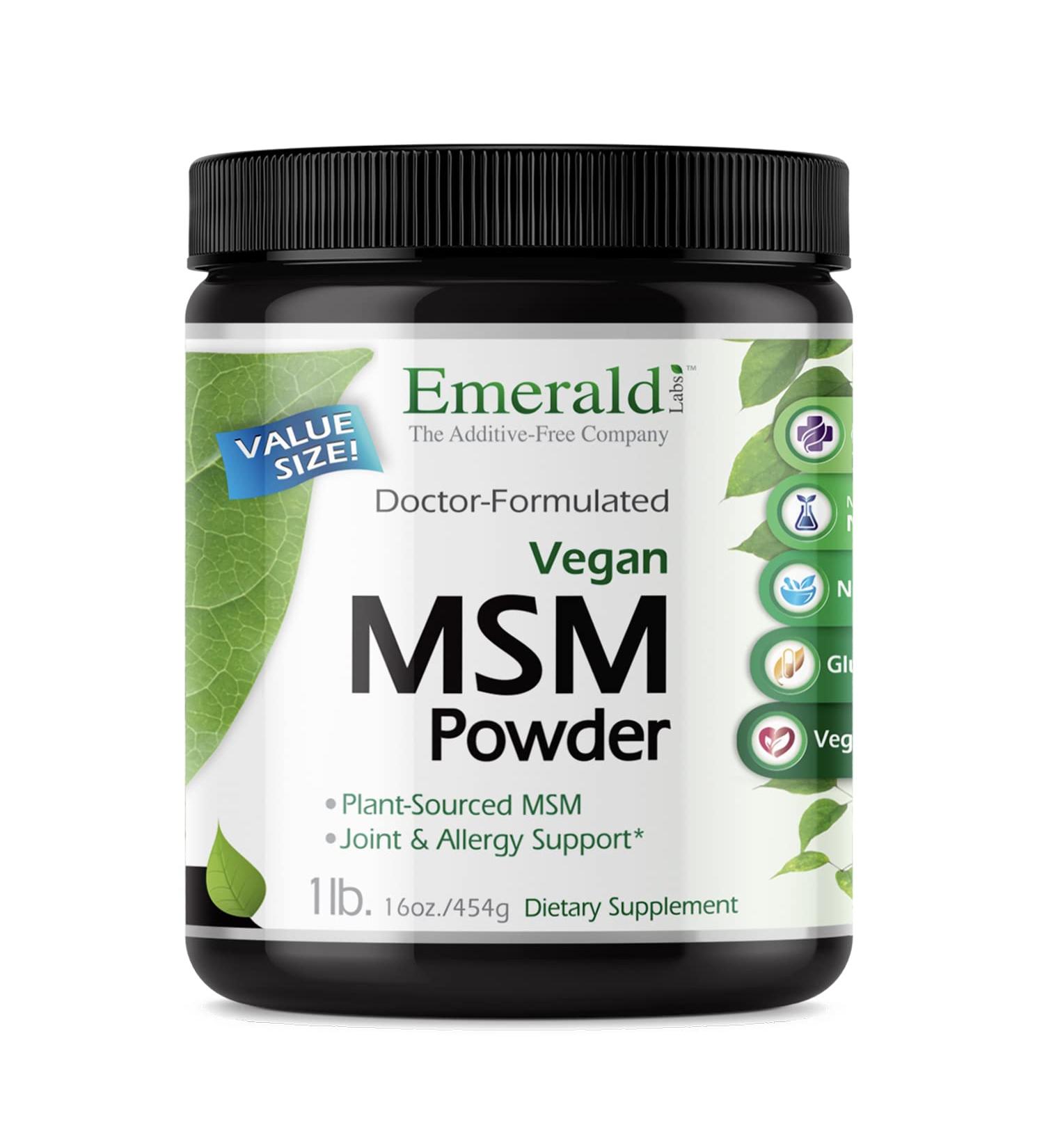 Emerald Labs MSM Powder 4000mg - Plant Sourced for Joint Discomfort & Stress Relief - 16oz - Buy Online on GoSupps.com