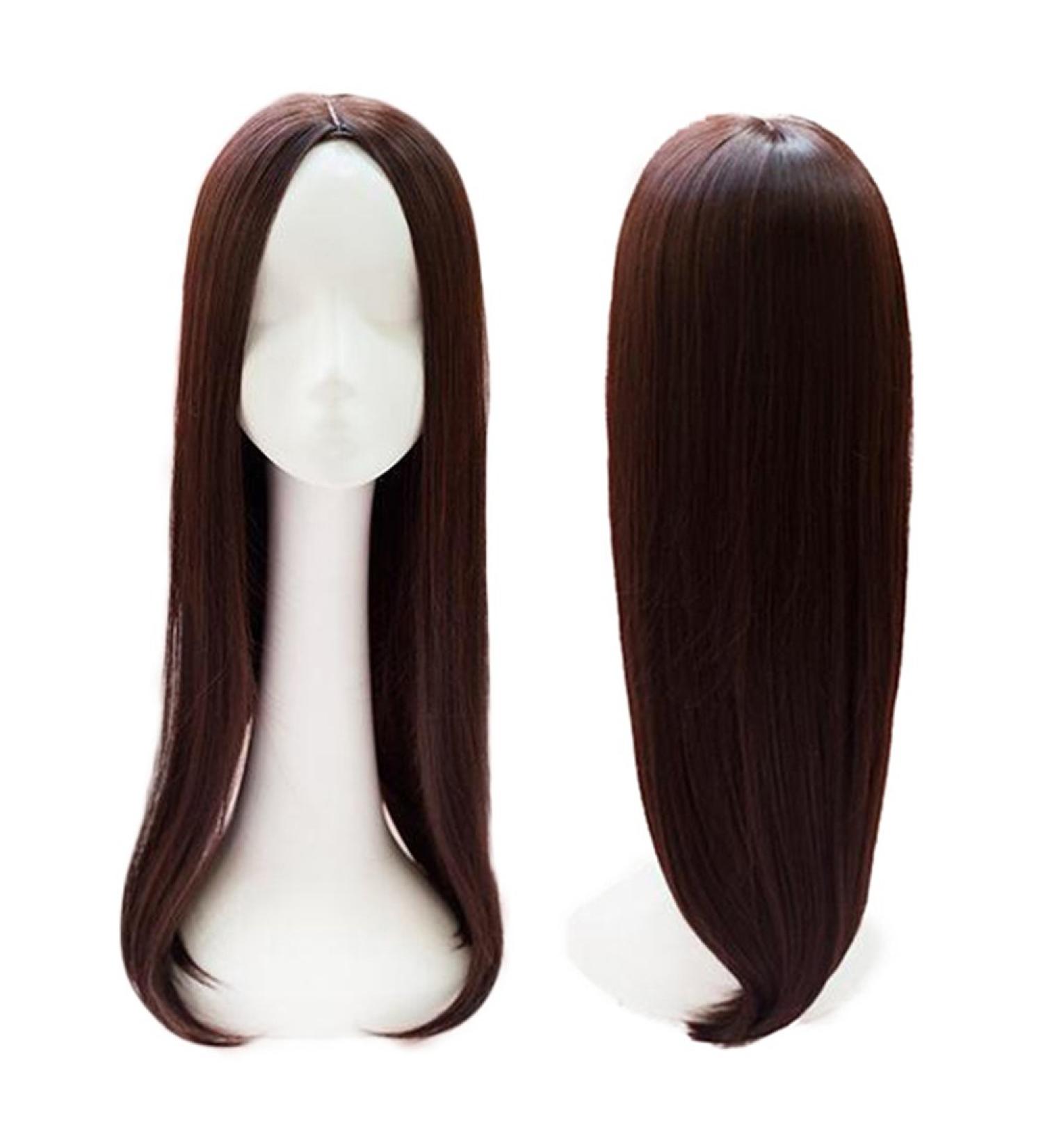 26 Long Straight Dark Brown Clip On Wig for Women - Thick Middle Part Style - Buy Online on GoSupps.com