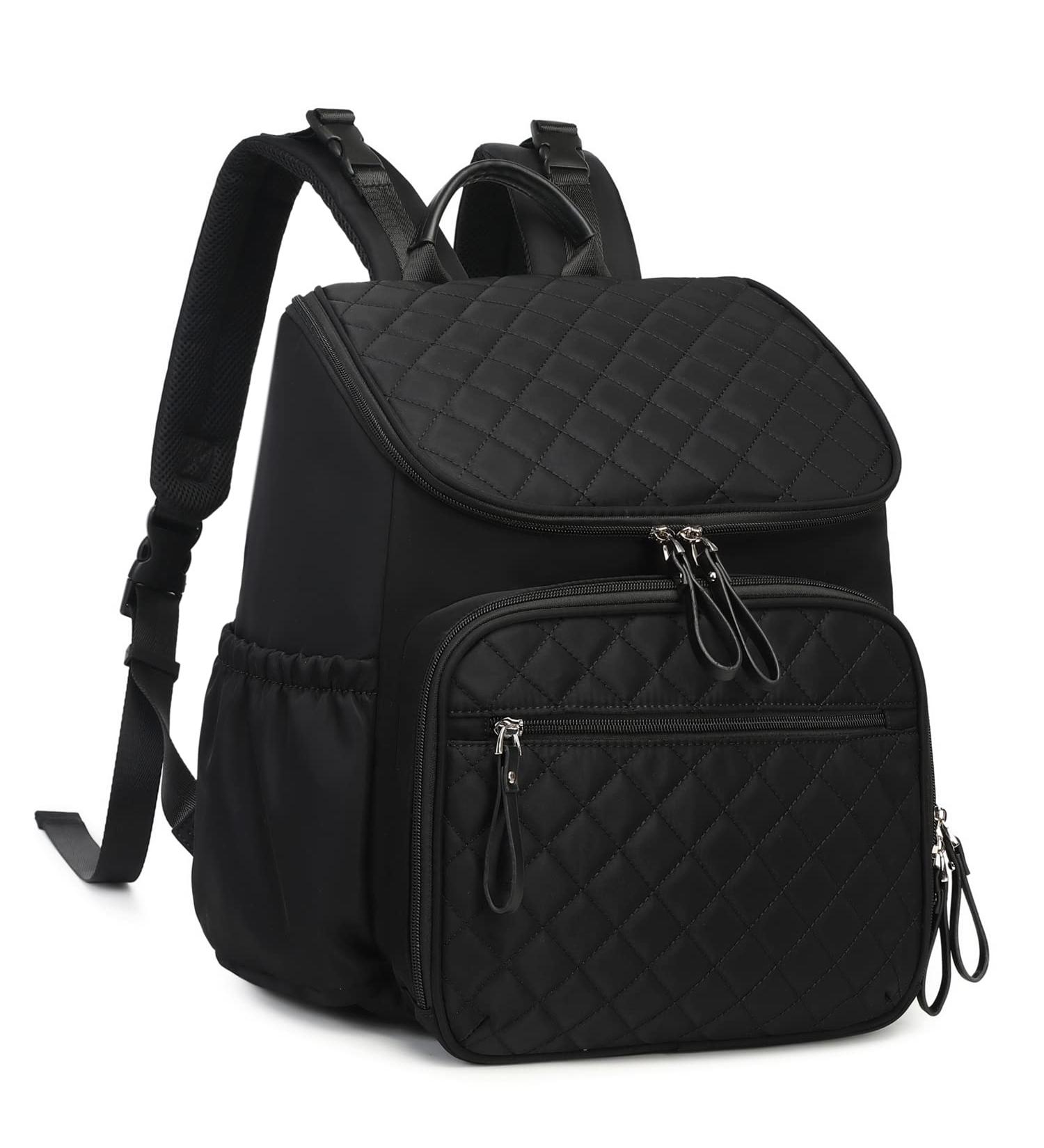 LORADI Large Capacity Diaper Bag Backpack Water Resistant Anti-Theft Pocket Stroller Clips Black Travel Tote for Parents - Buy Online on GoSupps.com