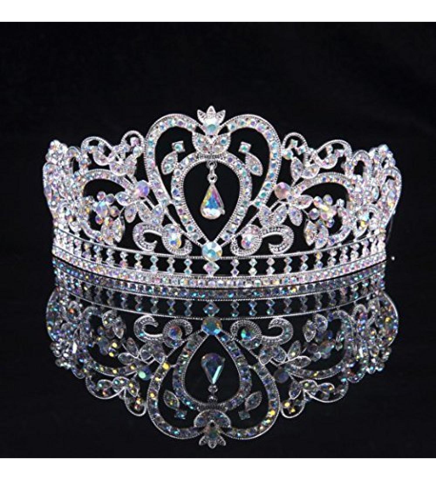Sunshinesmile Colorful Clear Austrian Rhinestone Crystal Tiara Crown  6 Diameter