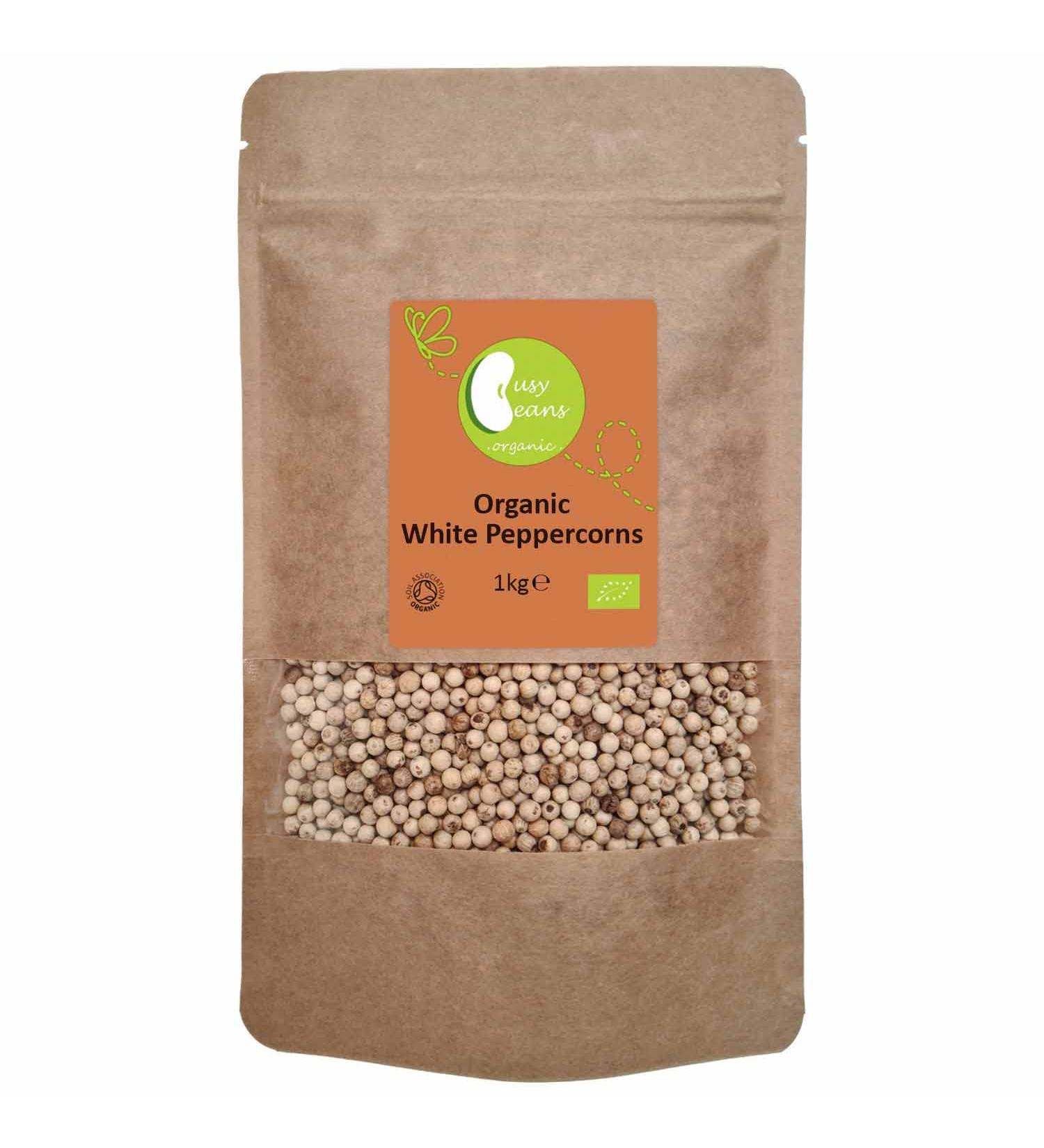 Organic White Peppercorns - Certified Organic - by Busy Beans Organic (1kg) - Buy Online on GoSupps.com