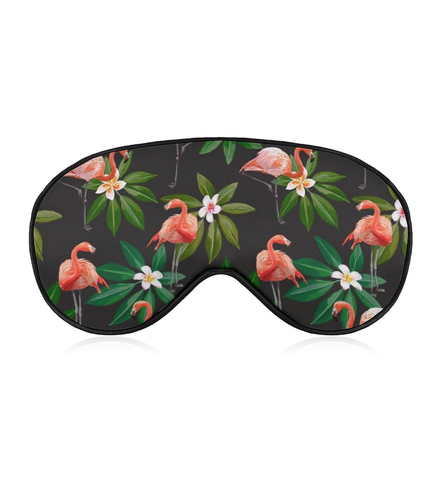 Flamingo & Exotic Leaves Pattern Sleep Mask - Adjustable Blindfold for Men and Women - Buy Online on GoSupps.com