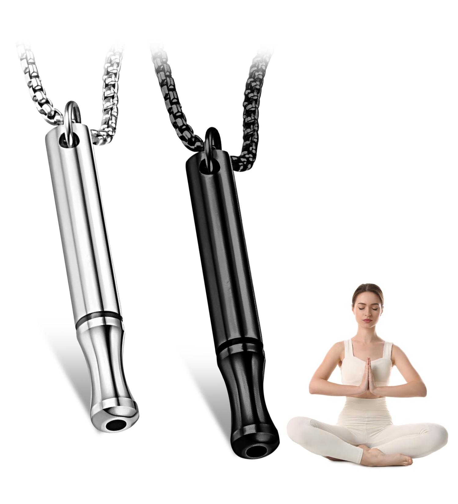 DMNQ 2-Piece Smoke Cessation Aids Necklace for Men & Women - Black Steel - Breathe Easy Reduce Anxiety & Fear - Buy Online on GoSupps.com