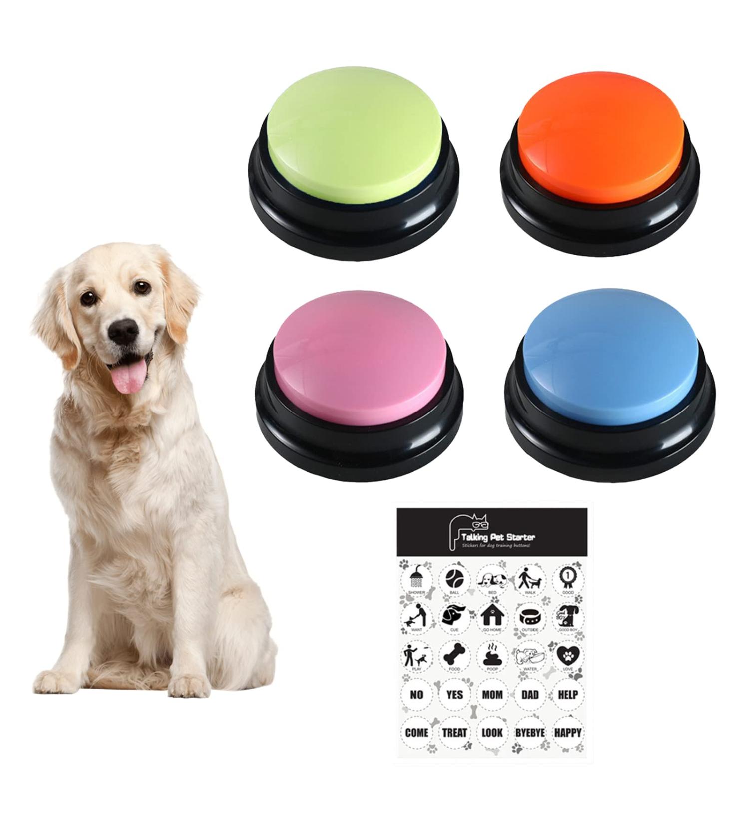 4 Pack Dog Communication Buttons - Record & Sound Buzzer for Pets - Training & Family Fun - Buy Online on GoSupps.com