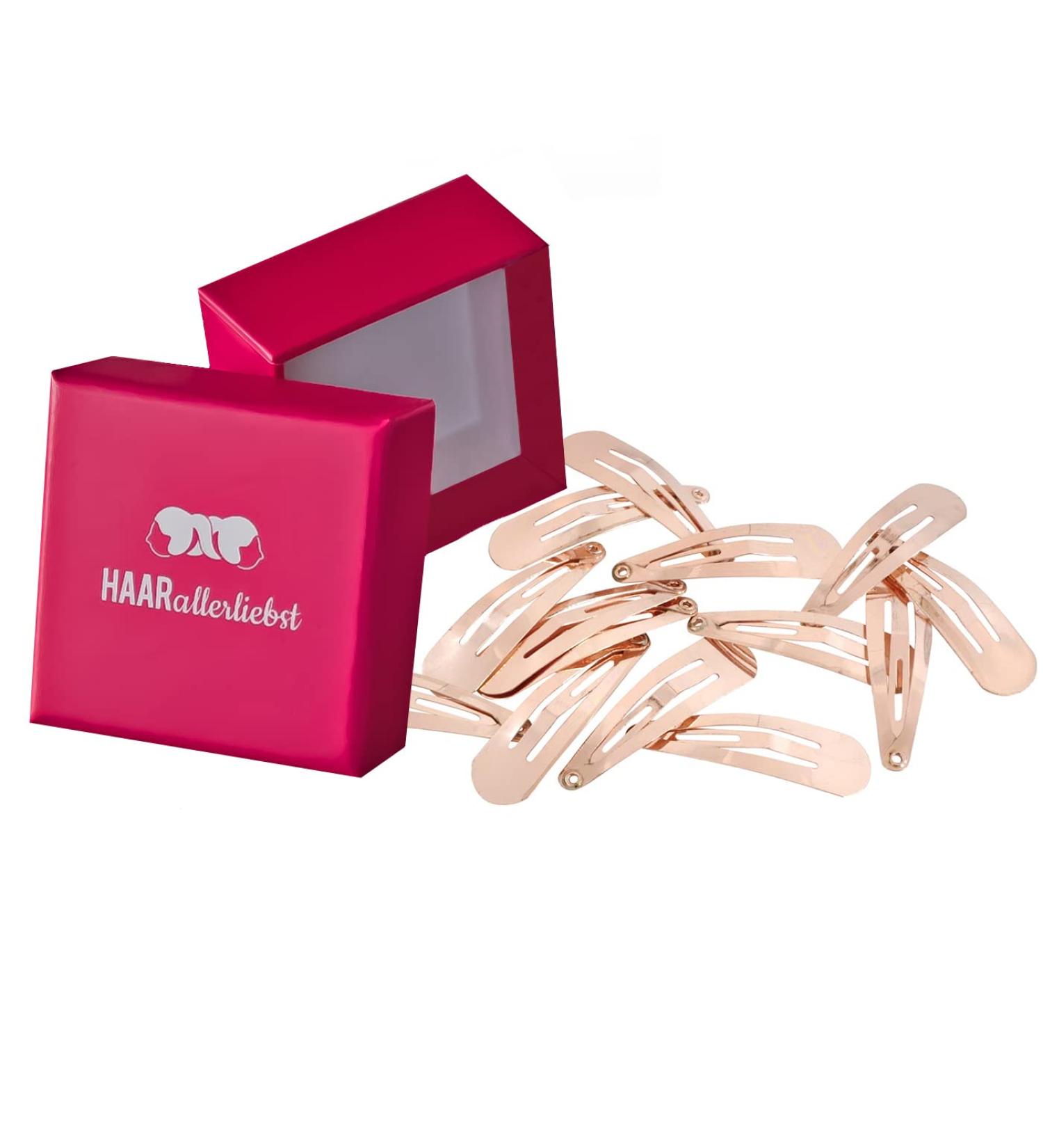 Buy Hair-like Love 14-Piece Rose Gold Metal Snap Hair Clips - Stylish Hair Accessories for Women Girls & Men - Perfect Gift Set with Box - Buy Online on GoSupps.com